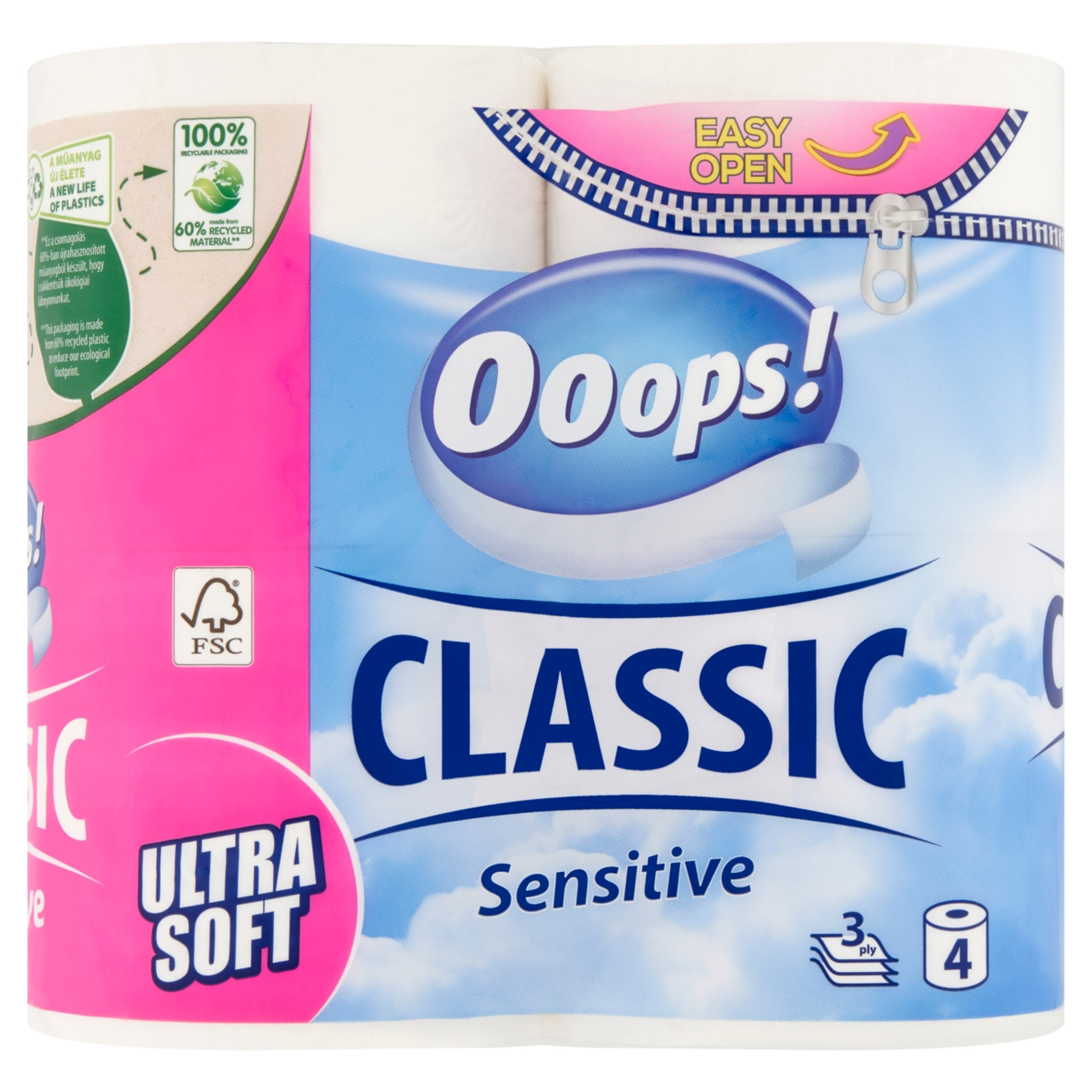 Ooops! toalettpapír classic sensitive 3 rétegu - 4 db