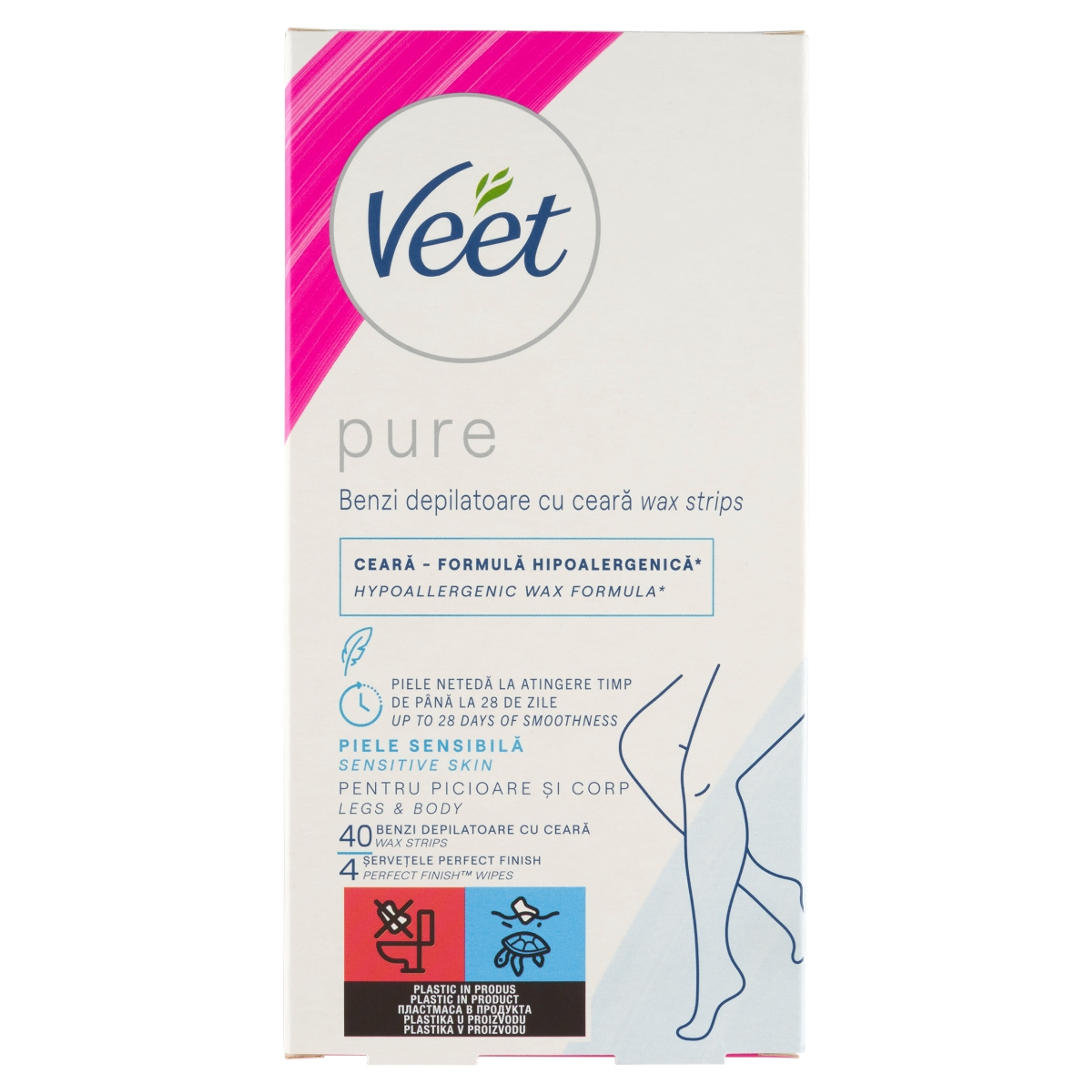 Veet Pure hideggyanta szalagok érzékeny bőrre lábra és testre - 40 db