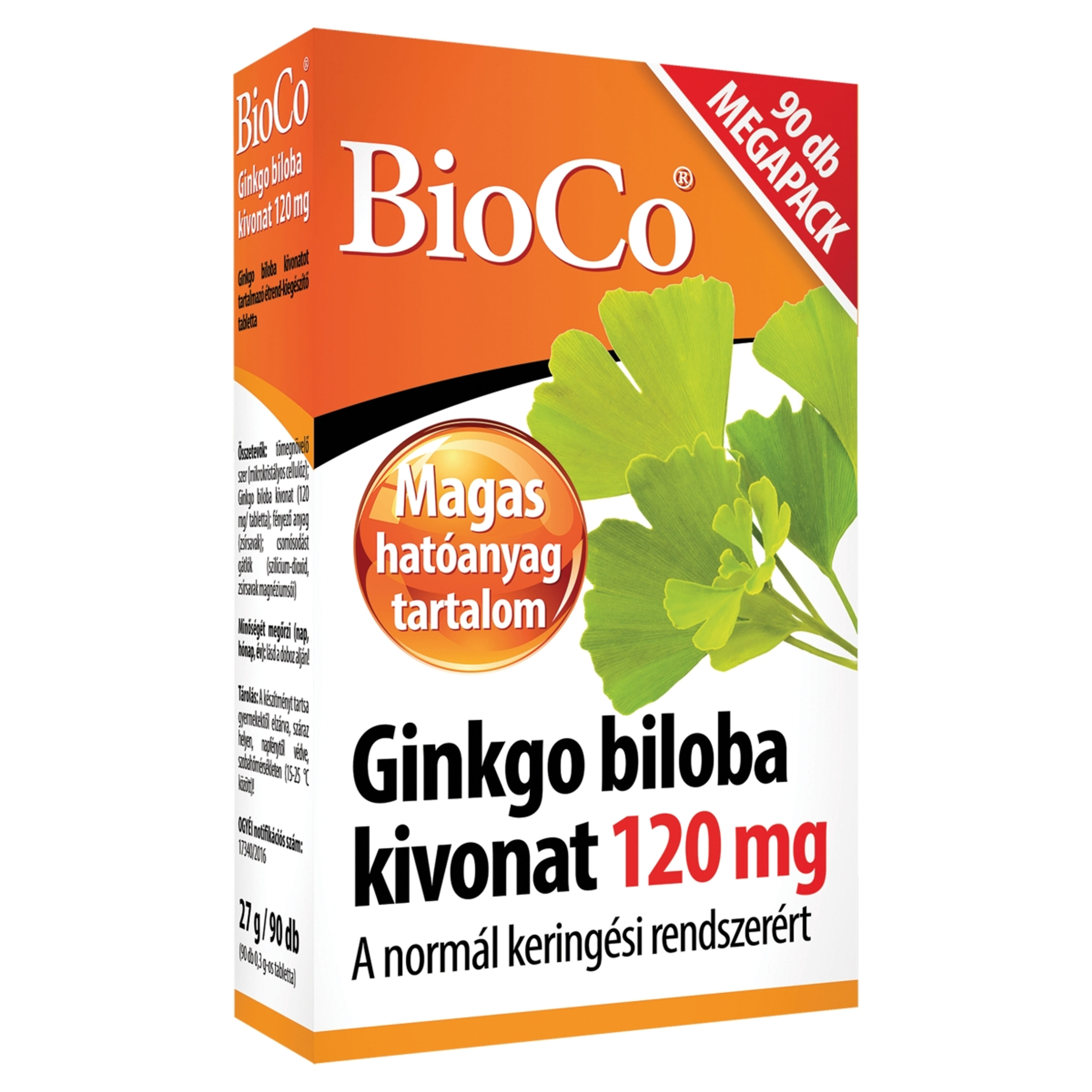 Bioco Ginkgo biloba kivonat étrendkiegészítő tabletta - 90 db-2