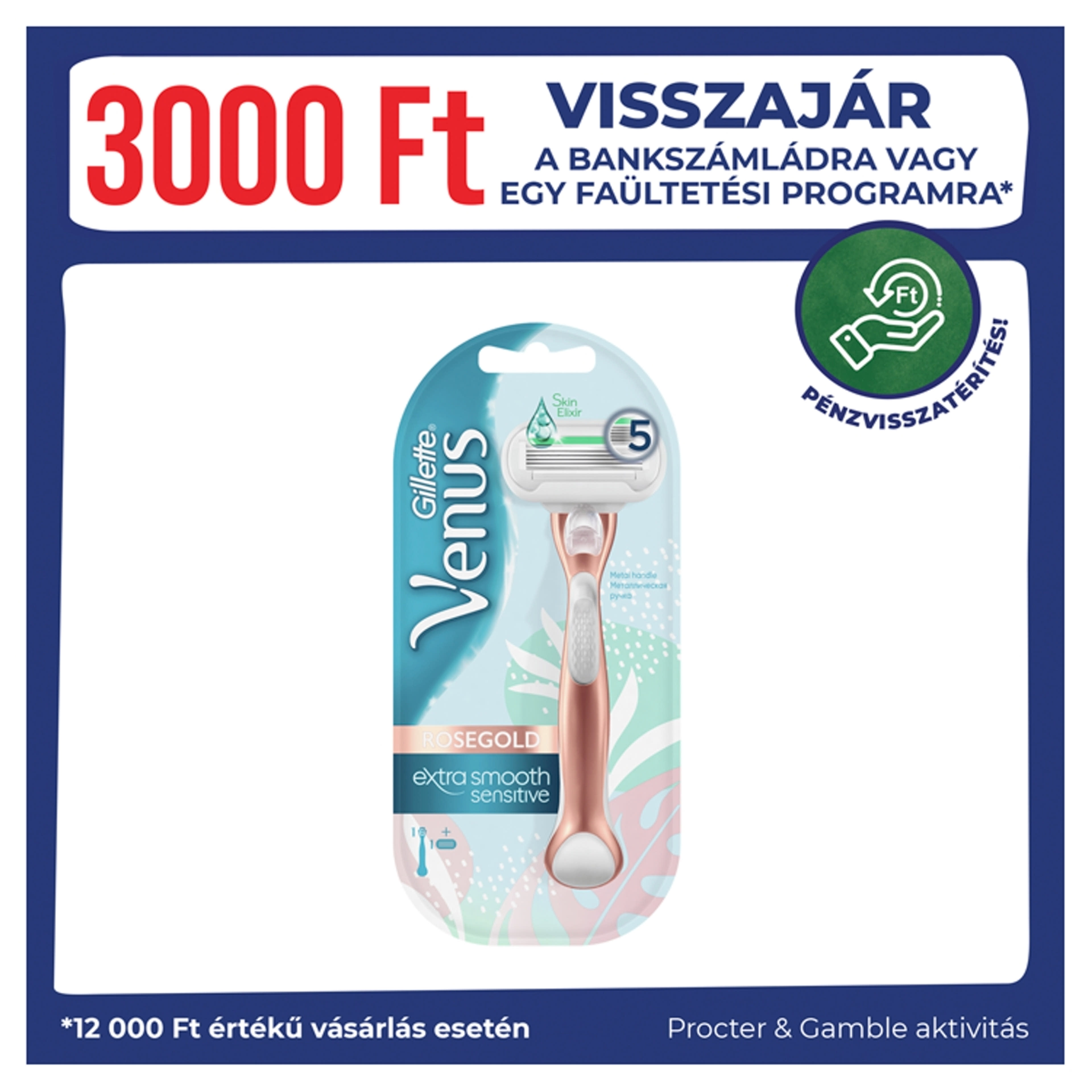 Gillette Venus Extra Smooth Sensitive RoseGold borotvakészülék 5 pengés + 1 borotvabetét - 1 db