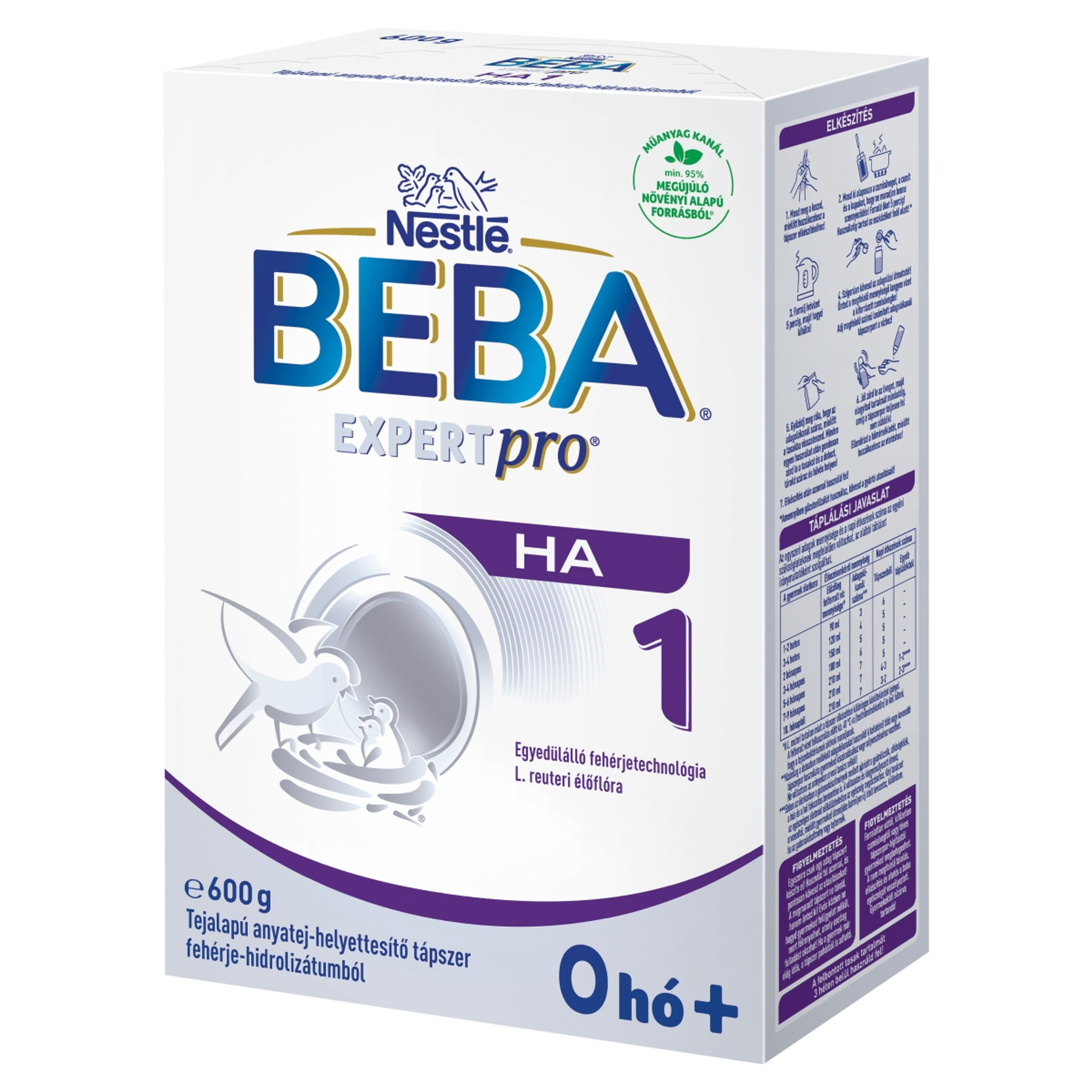 Beba Expertpro HA 1 tejalapú anyatej-helyettesítő tápszer fehérje-hidrolizátumból 0 hónapos kortól - 600 g-3