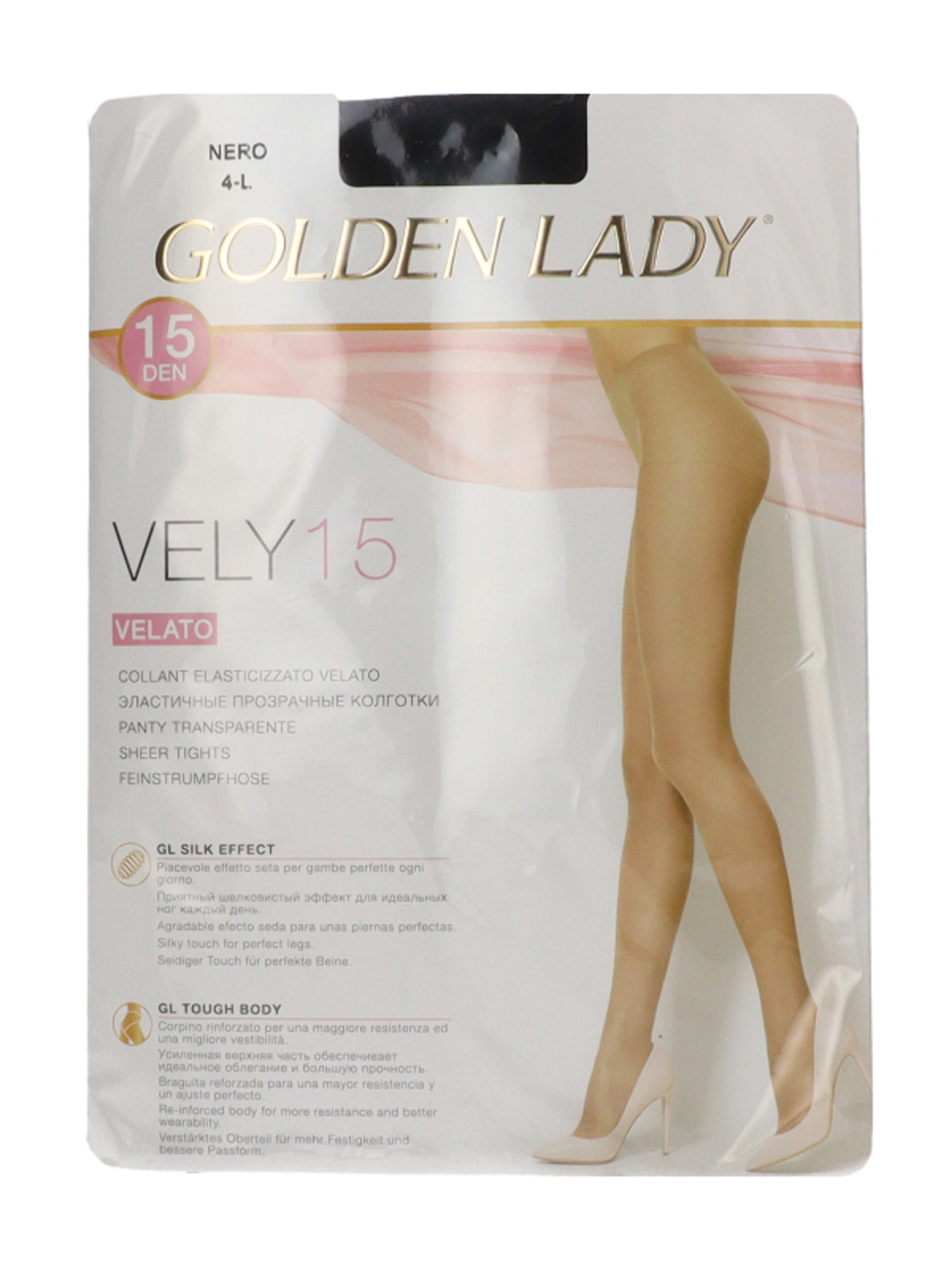 Golden Lady Vely harisnya 15Den /fekete L-es - 1 db
