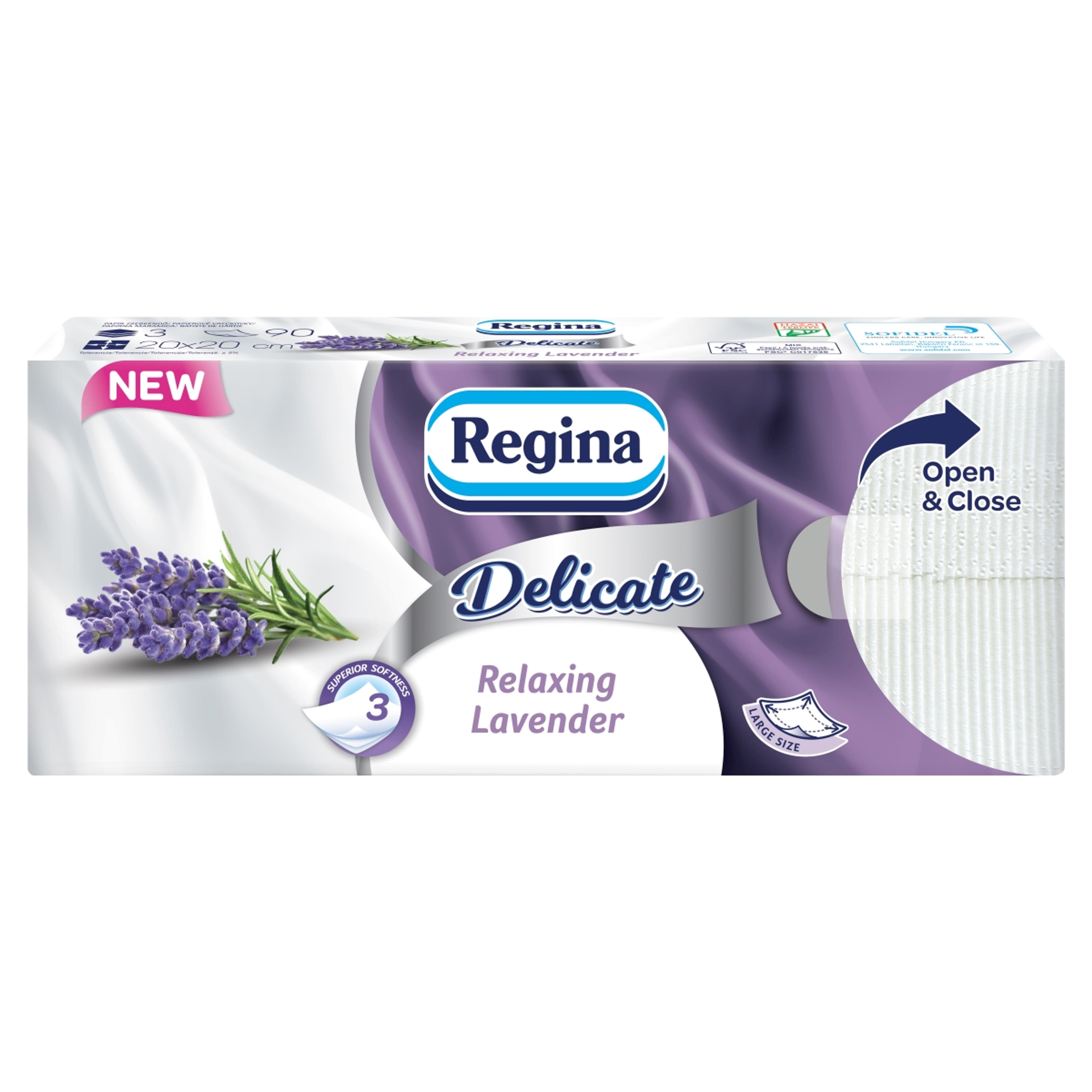 Regina Delicate Levendula papírzsebkendő 3 rétegű - 90 db