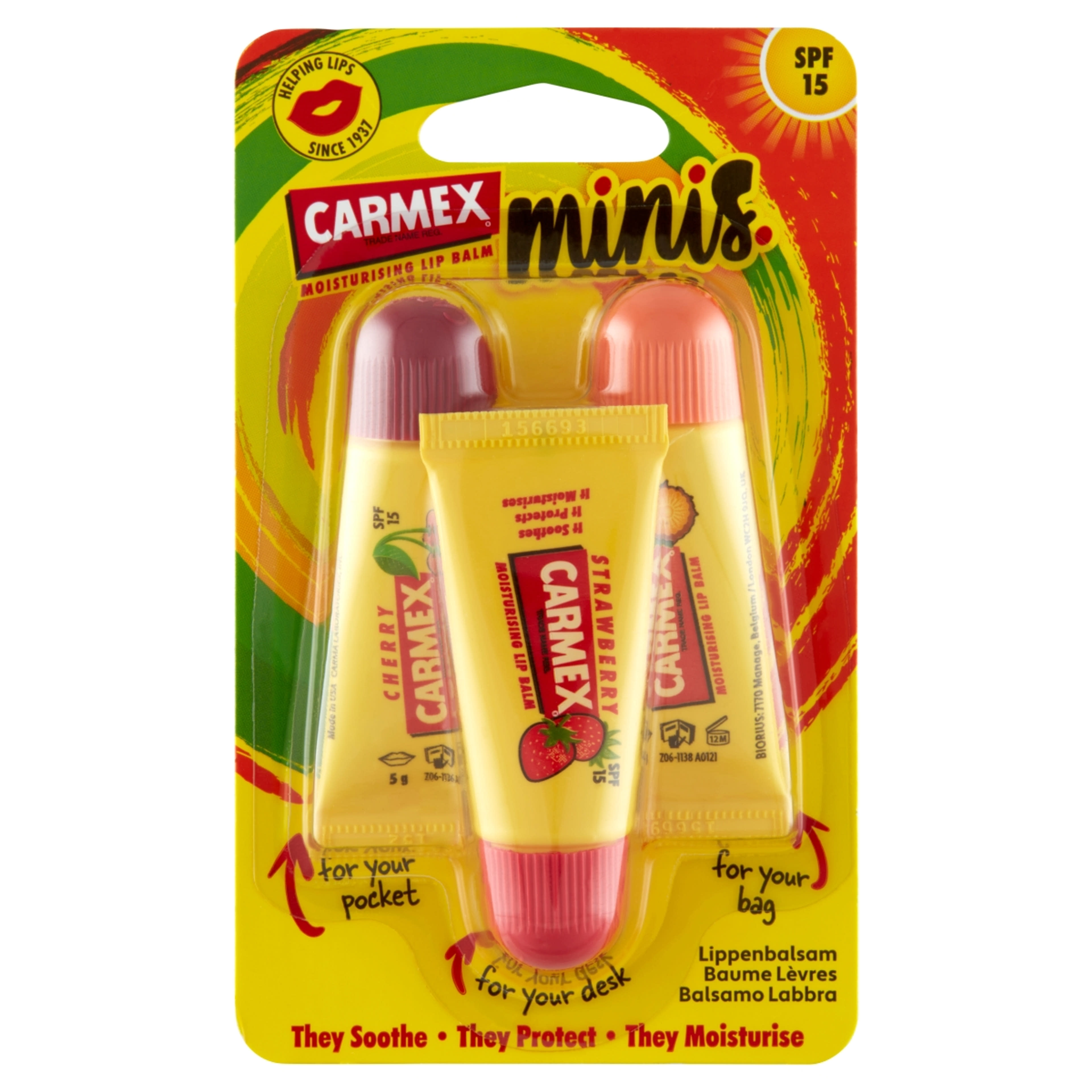 Carmex Minis ajakbalzsam SPF 15 3 db - 15 g
