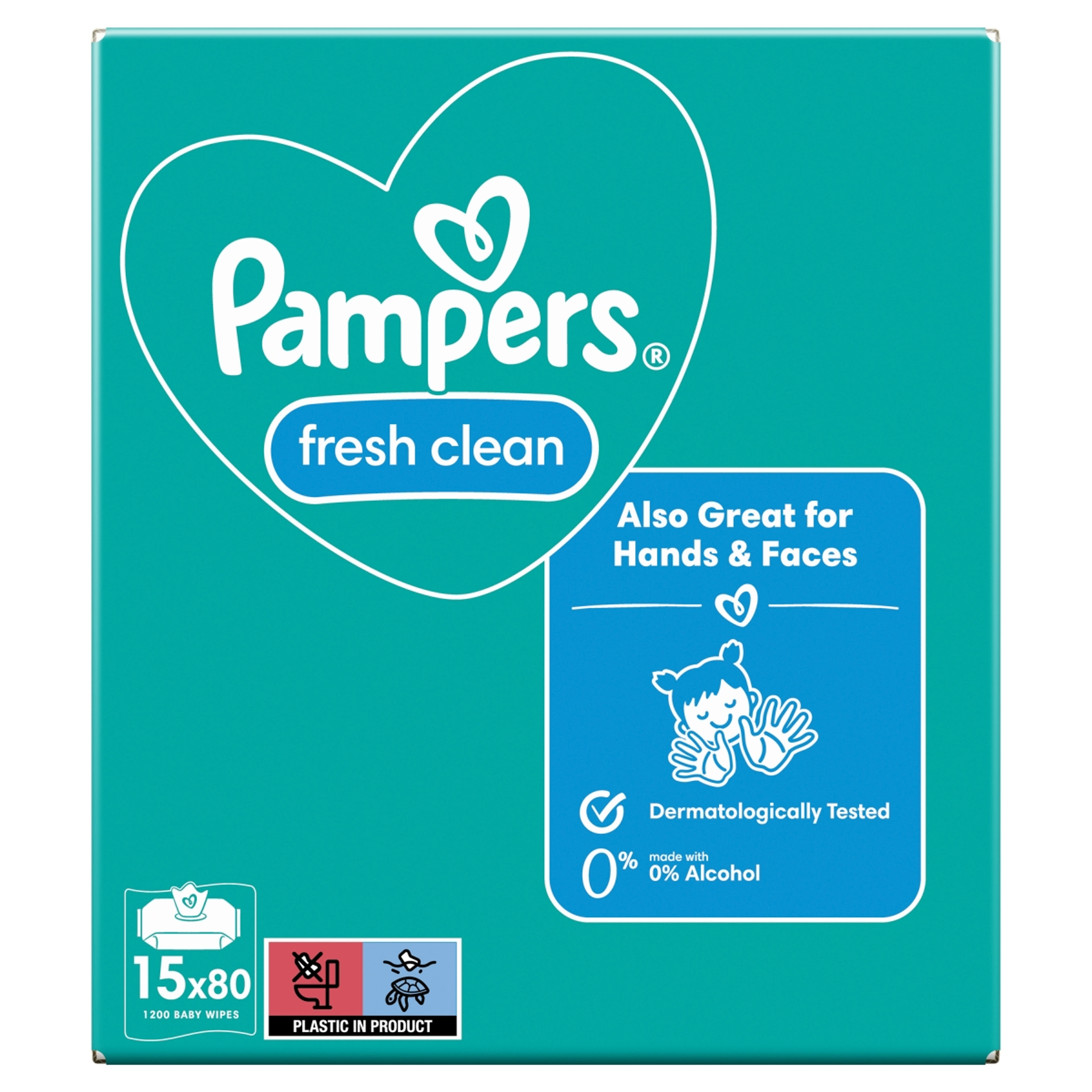 Pampers Fresh Clean nedves törlőkendő, 15 csomag - 1200 db-2