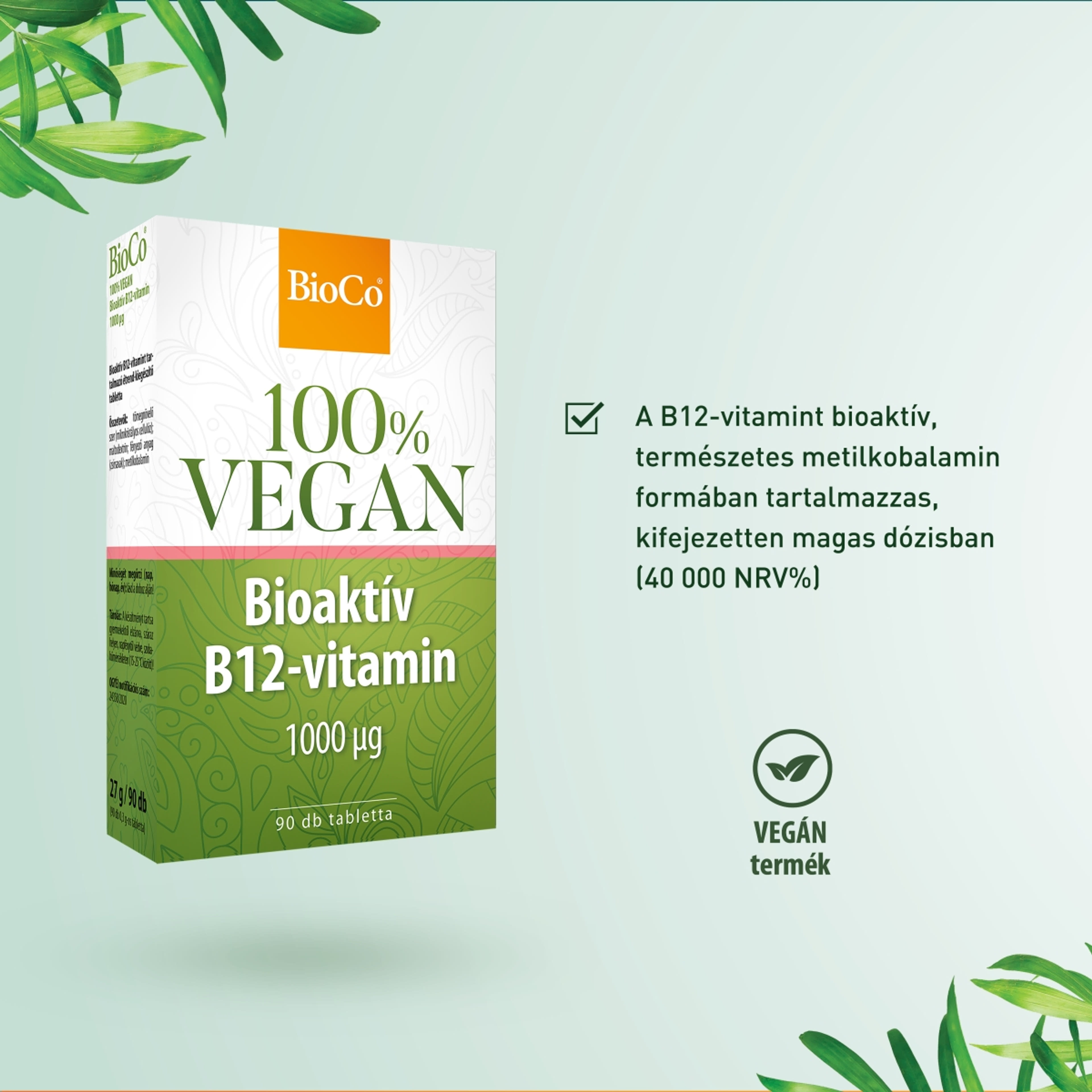 Bioco vegán bioaktív B12-vitamin tabletta - 90 db-4