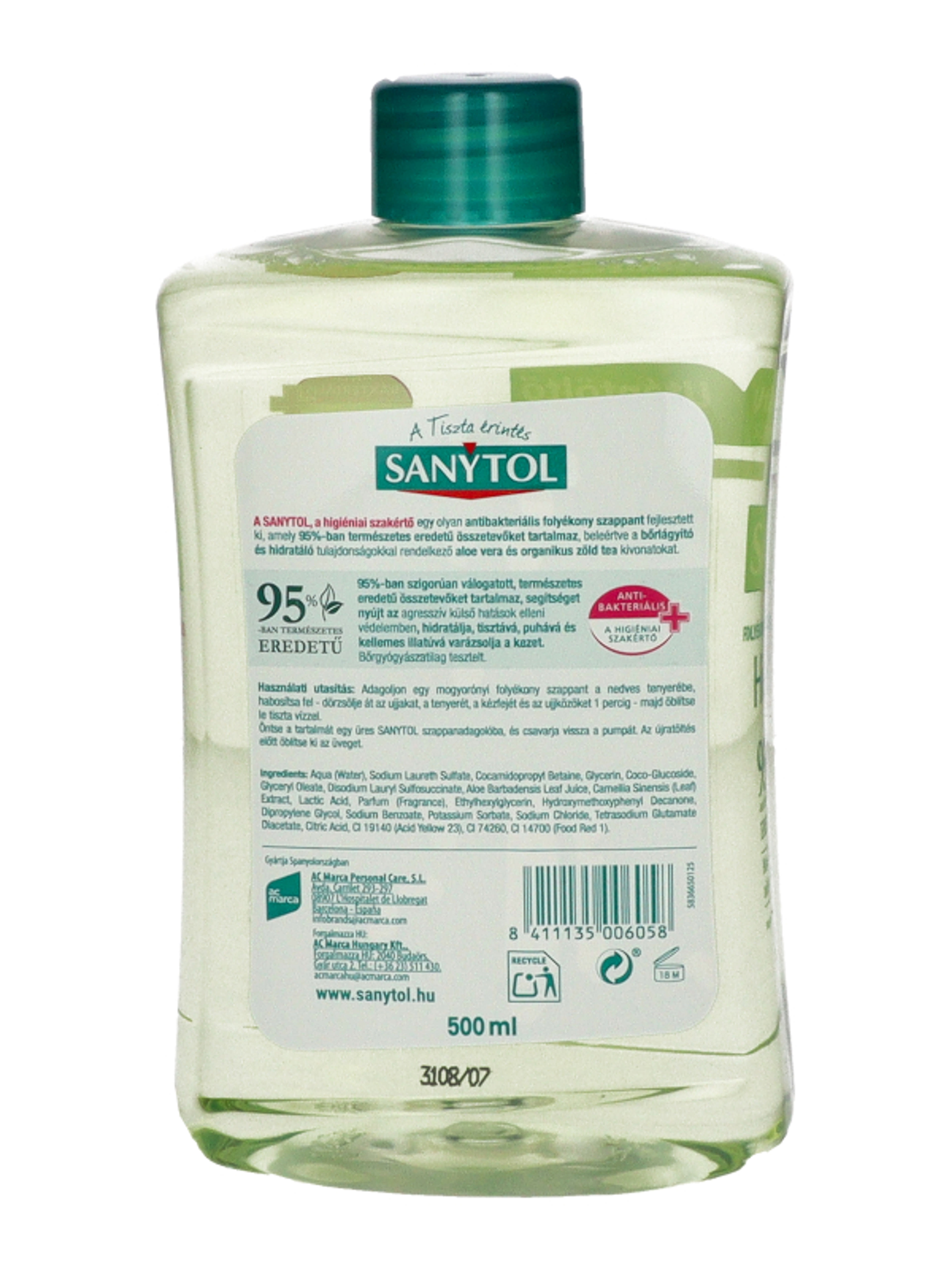 Sanytol antibakteriális folyékony szappan utántöltő zöld teával és aloe verával - 500 ml-5