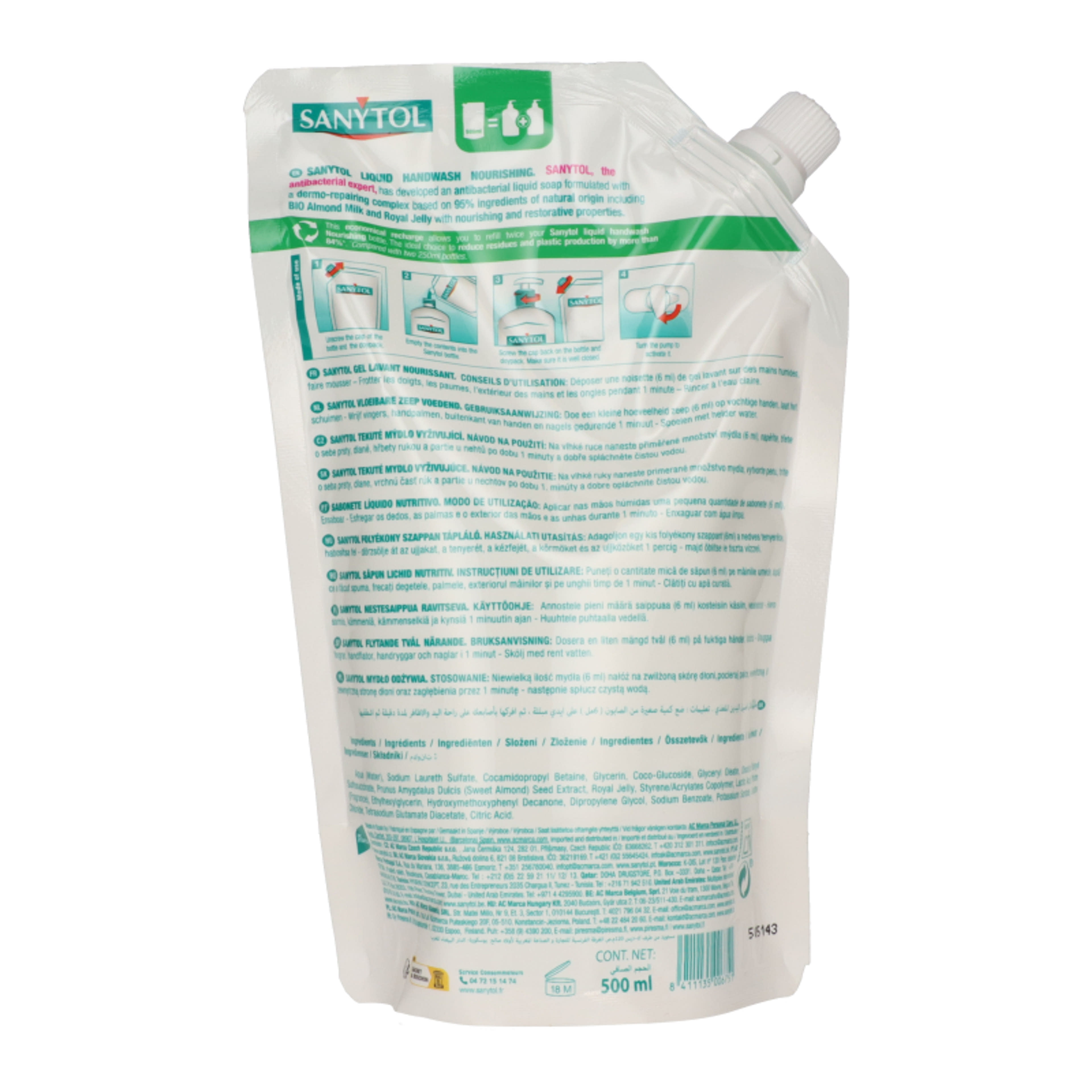 Sanytol folyékony szappan utántöltő mandula illattal - 500 ml-2
