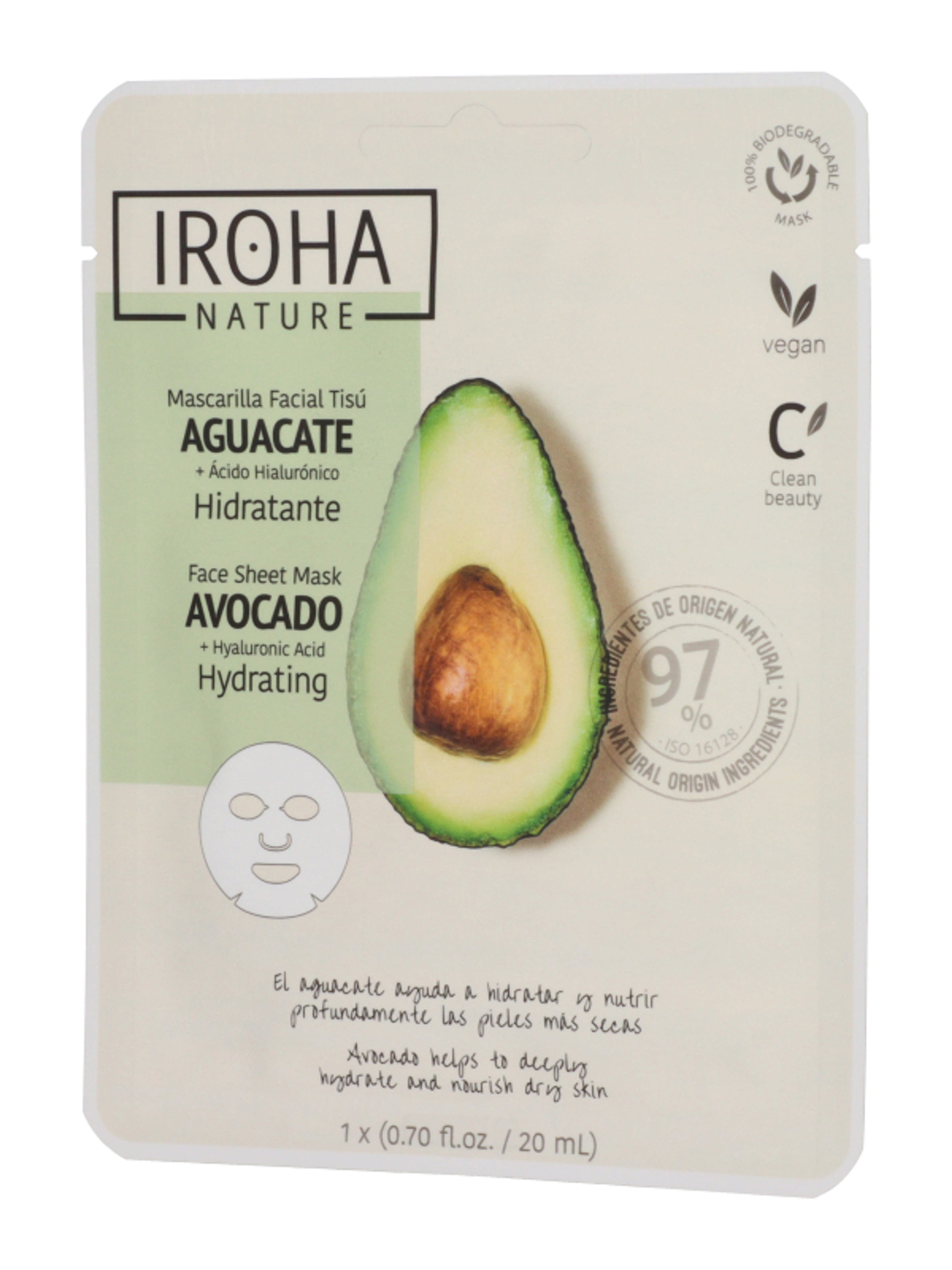 Iroha Nature fátyolmaszk avokádóval és hialuronsavval - 1 db-2