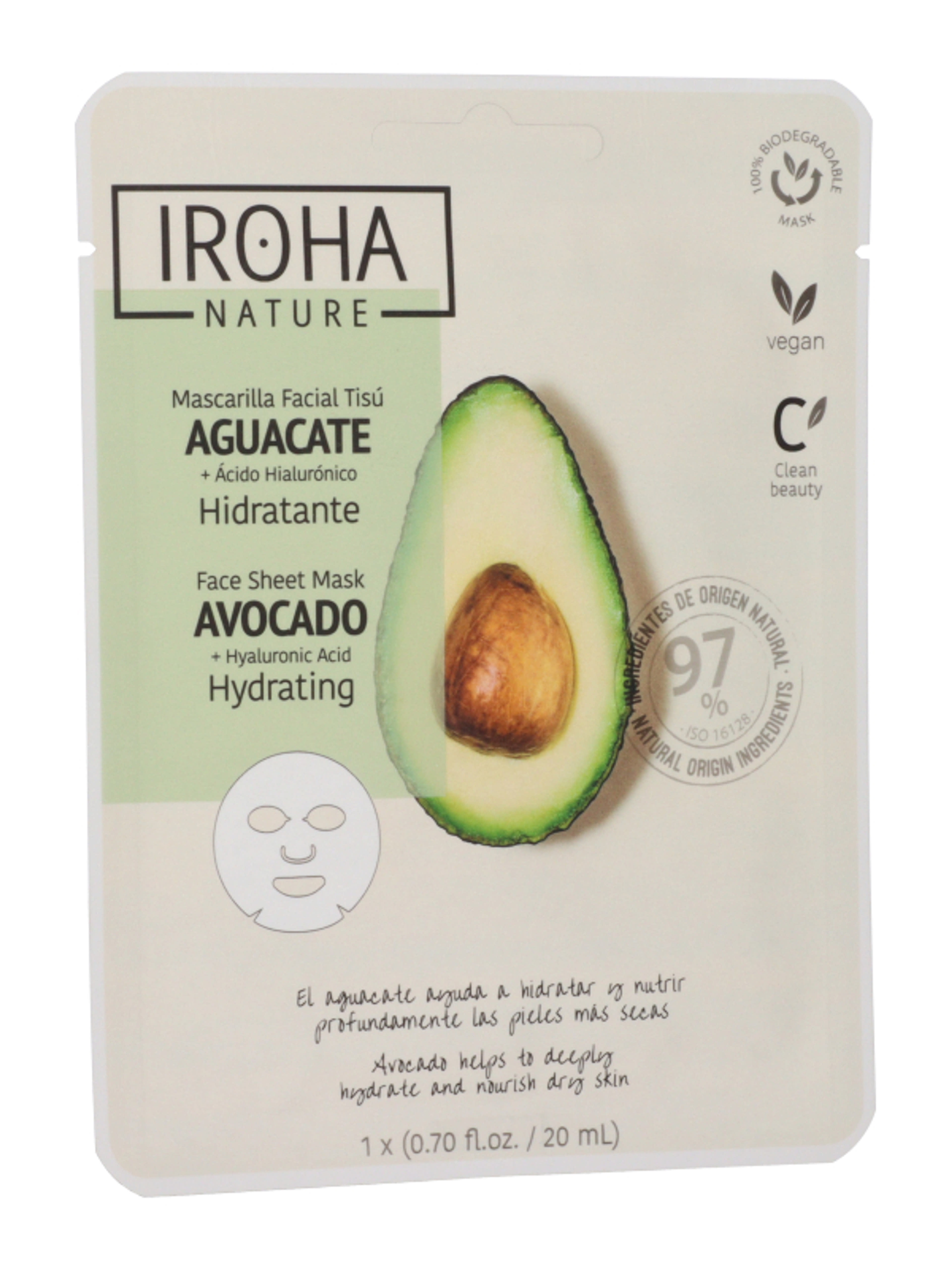 Iroha Nature fátyolmaszk avokádóval és hialuronsavval - 1 db-4