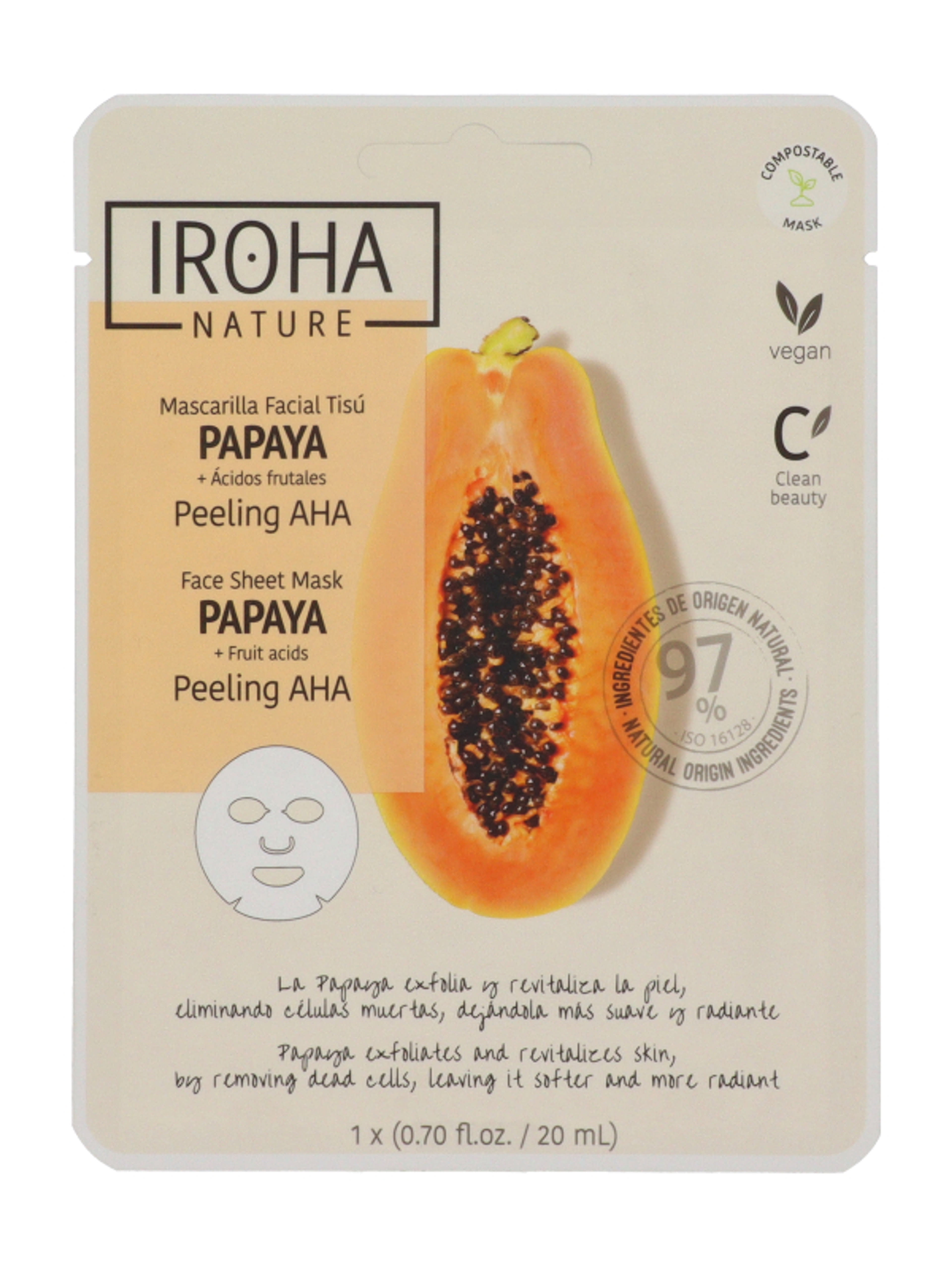 Iroha Nature peeling fátyolmaszk papayával - 1 db-1