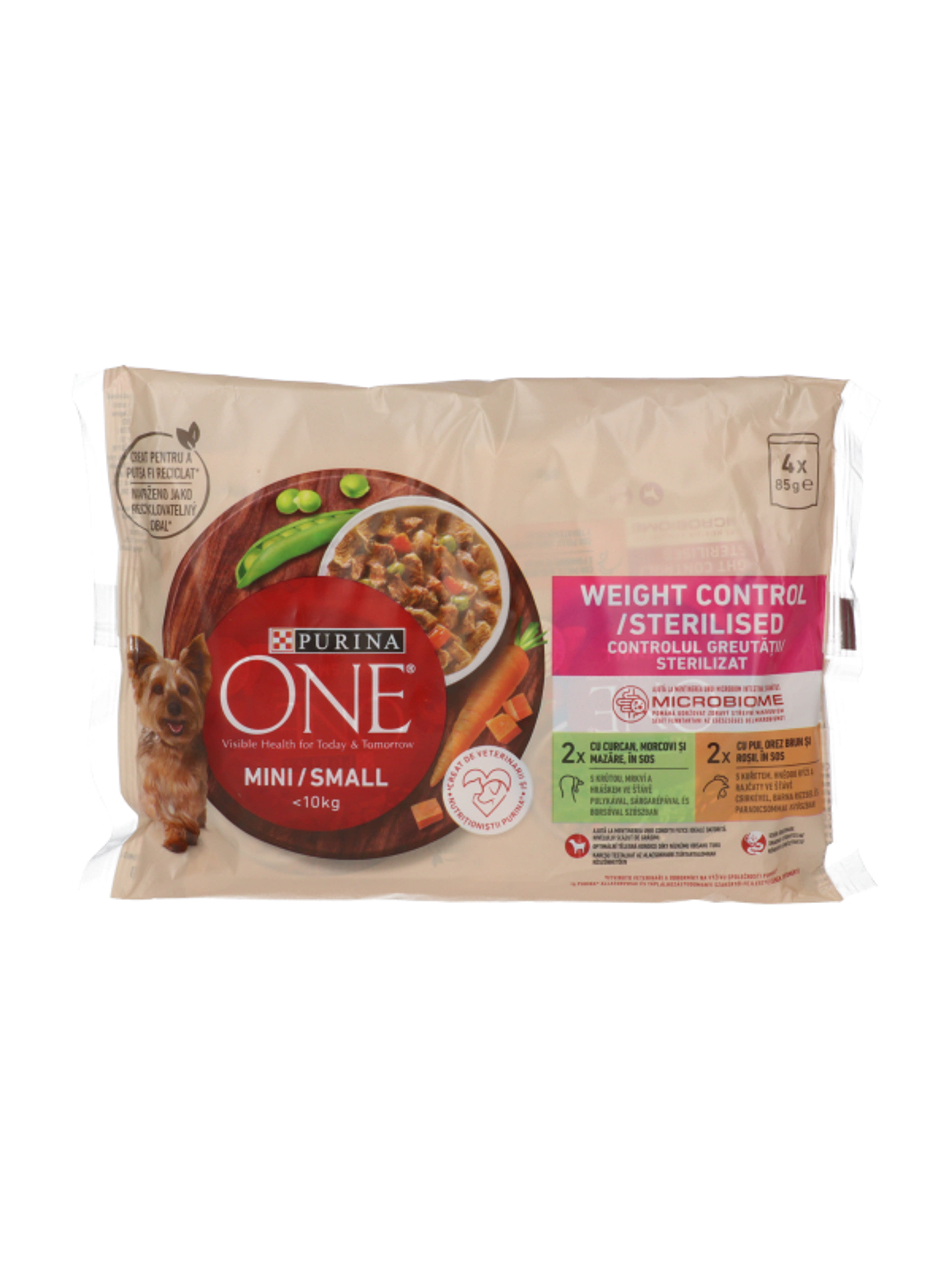 Purina One Mini Weight Control/Steril nedves kutyaeledel pulykával és csirkével 4x85g - 340 g-3