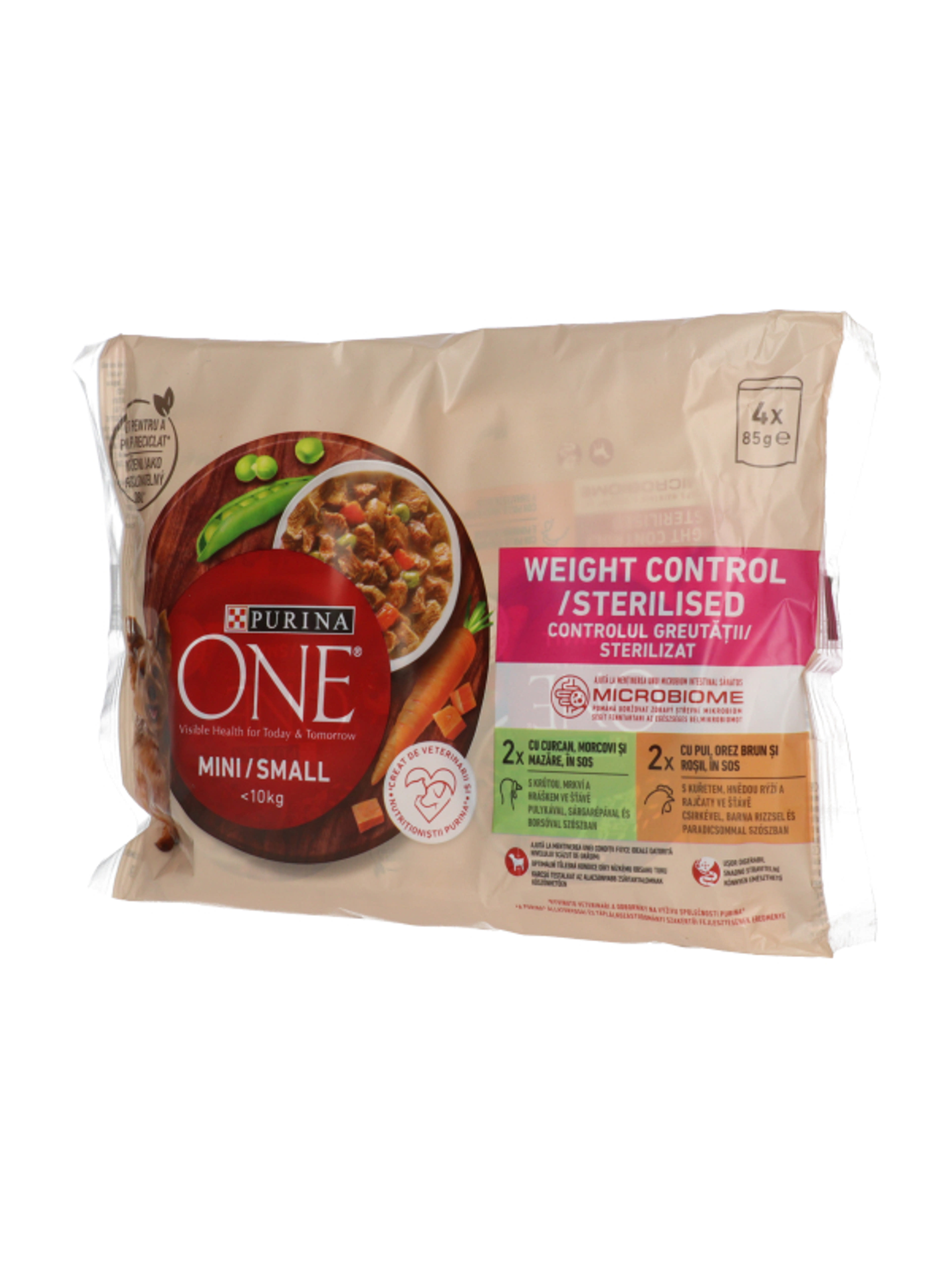 Purina One Mini Weight Control/Steril nedves kutyaeledel pulykával és csirkével 4x85g - 340 g-4