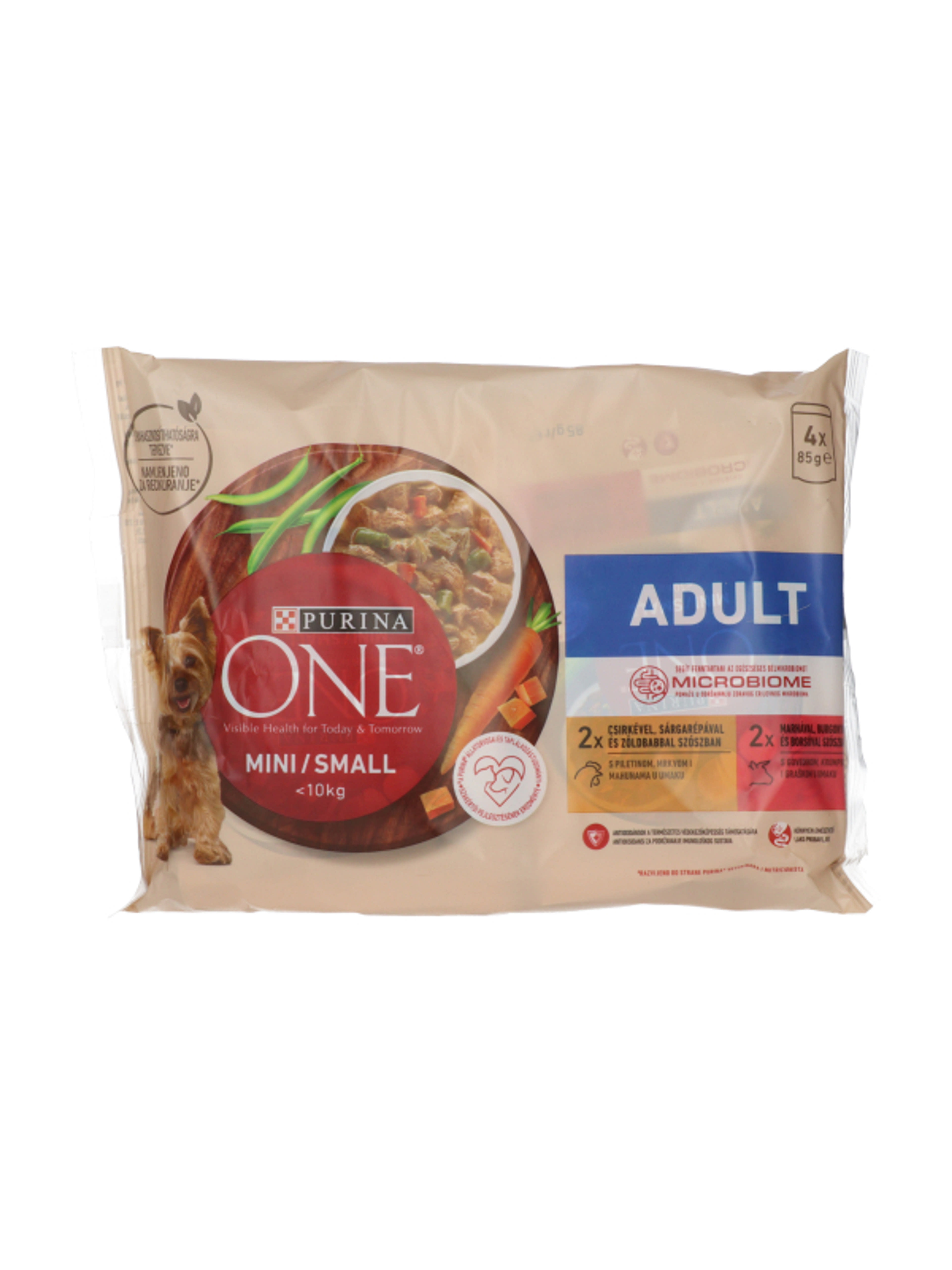 Purina One Mini Adult nedves kutyaeledel csirkével és marhával 4x85g - 340 g-2