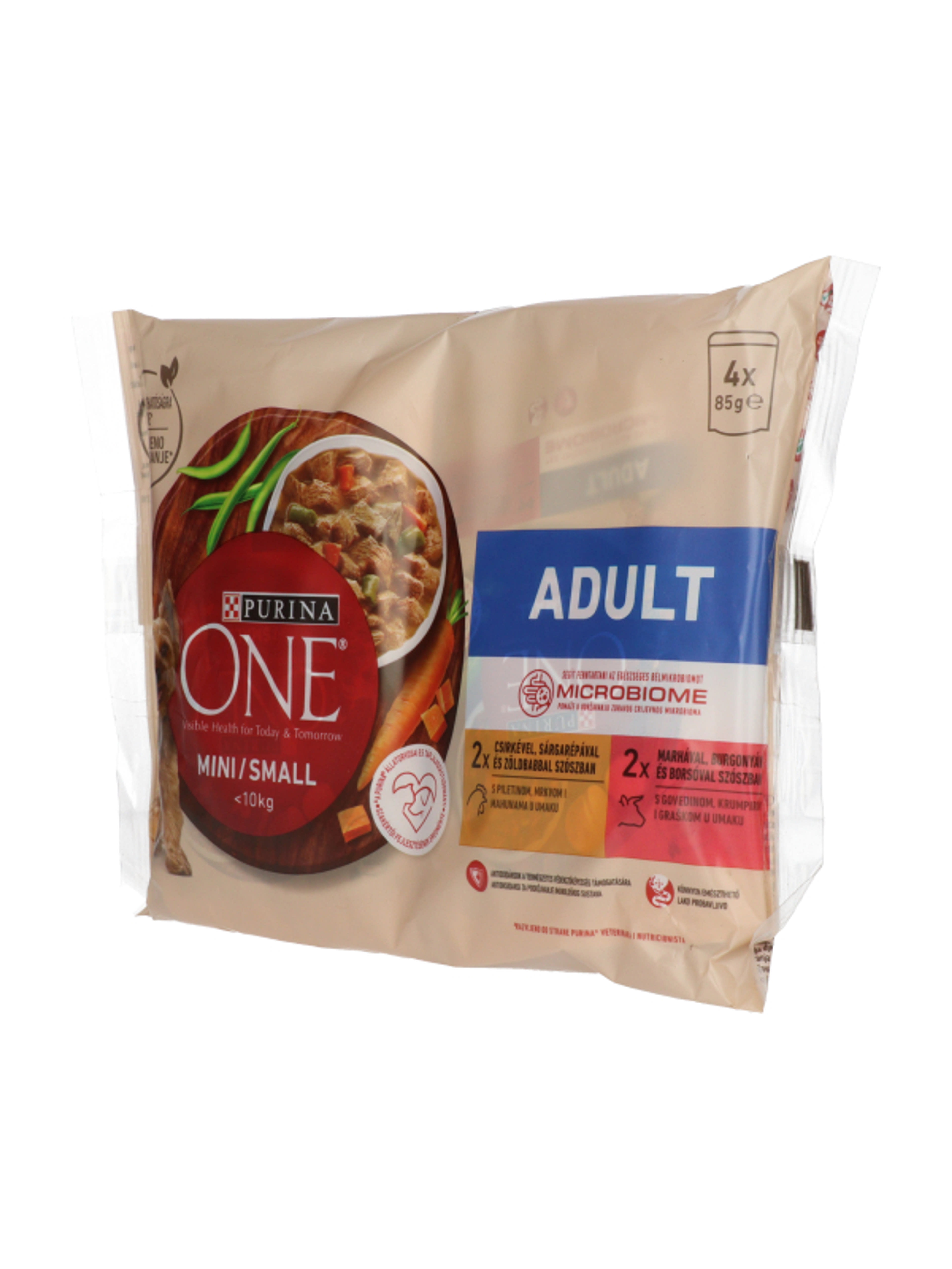 Purina One Mini Adult nedves kutyaeledel csirkével és marhával 4x85g - 340 g-3