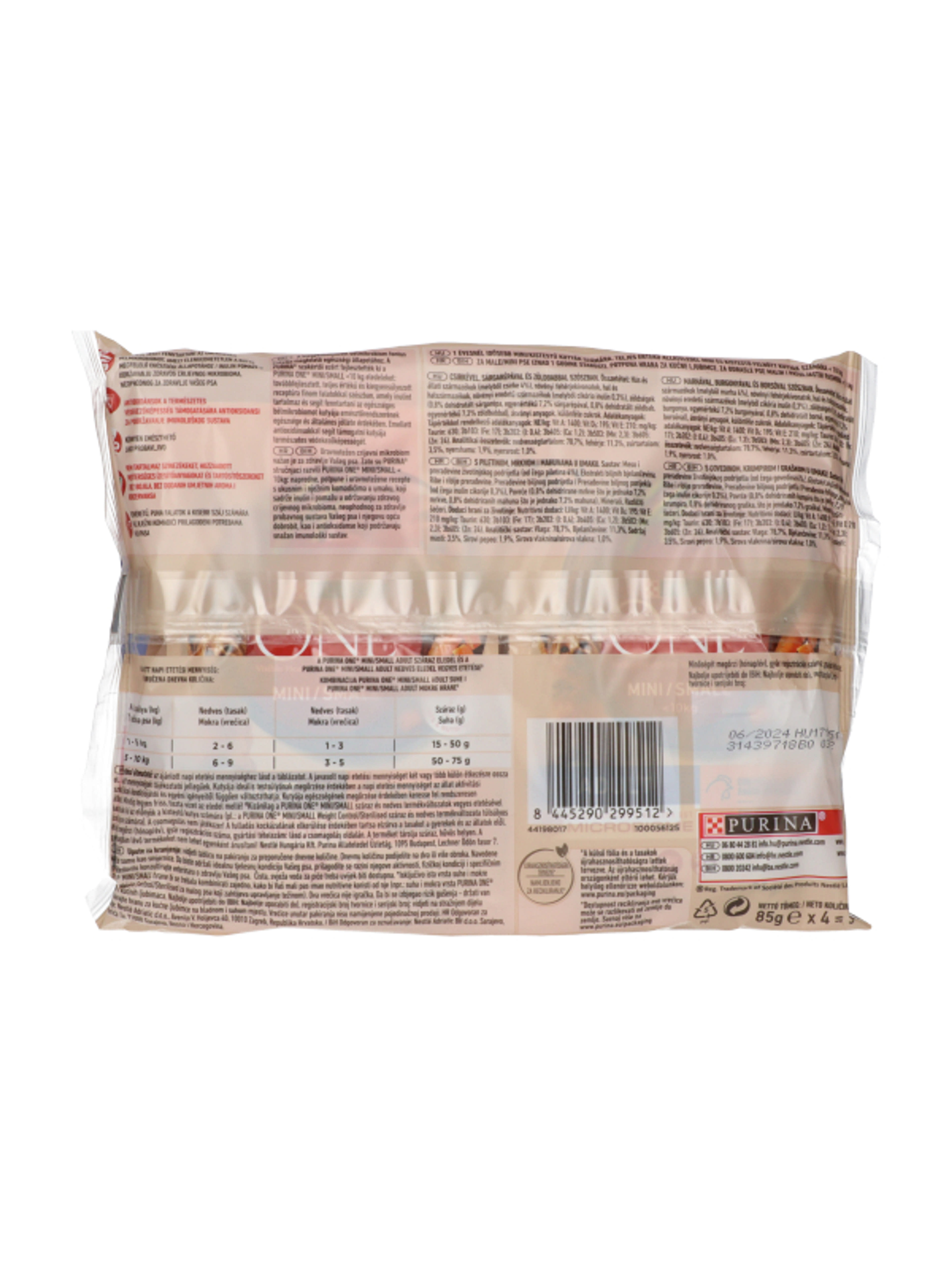Purina One Mini Adult nedves kutyaeledel csirkével és marhával 4x85g - 340 g-4