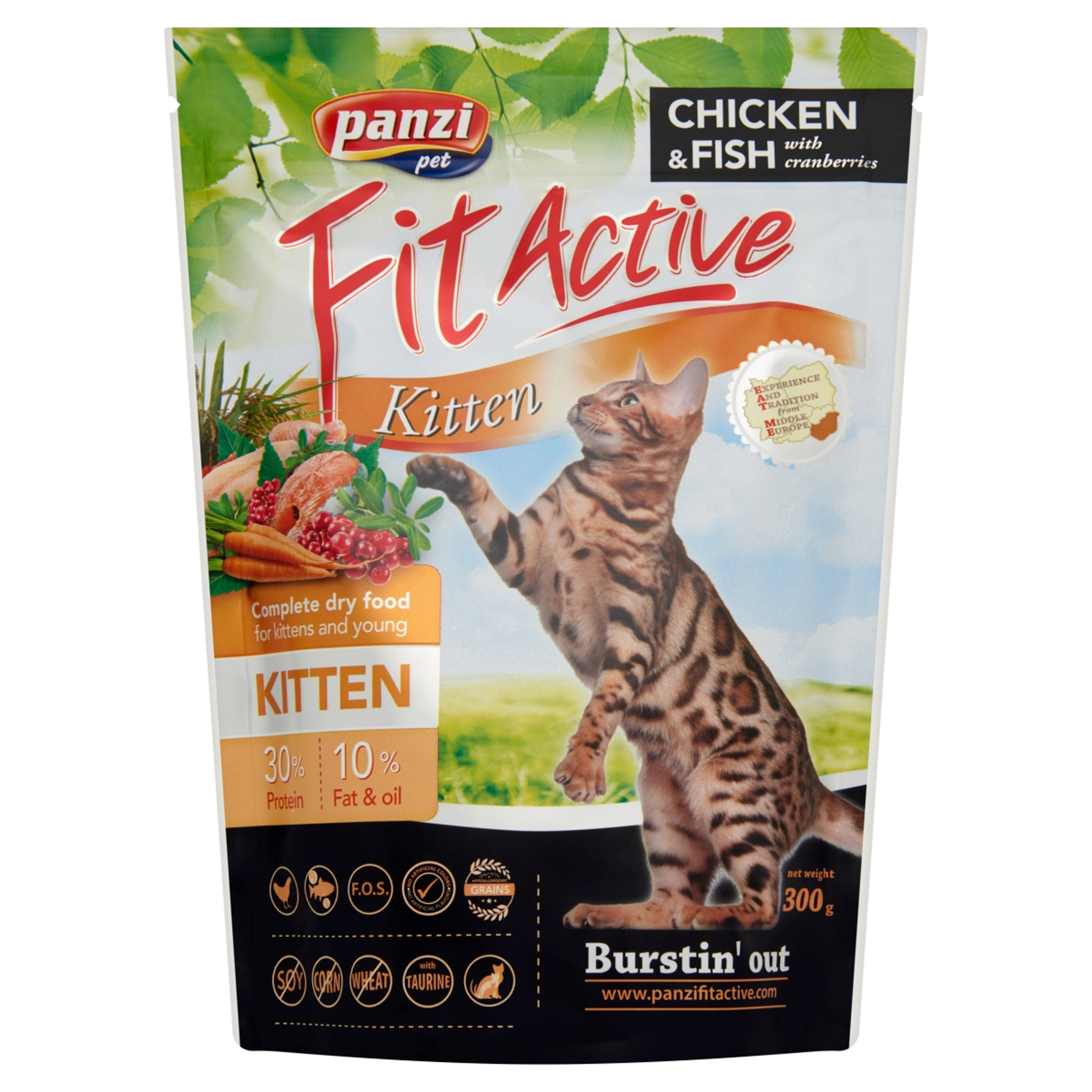 Panzi Fit Active Kitten kölyök,vemhesés szoptatós teljes értékű szárazeledel macskáknak - 300 g
