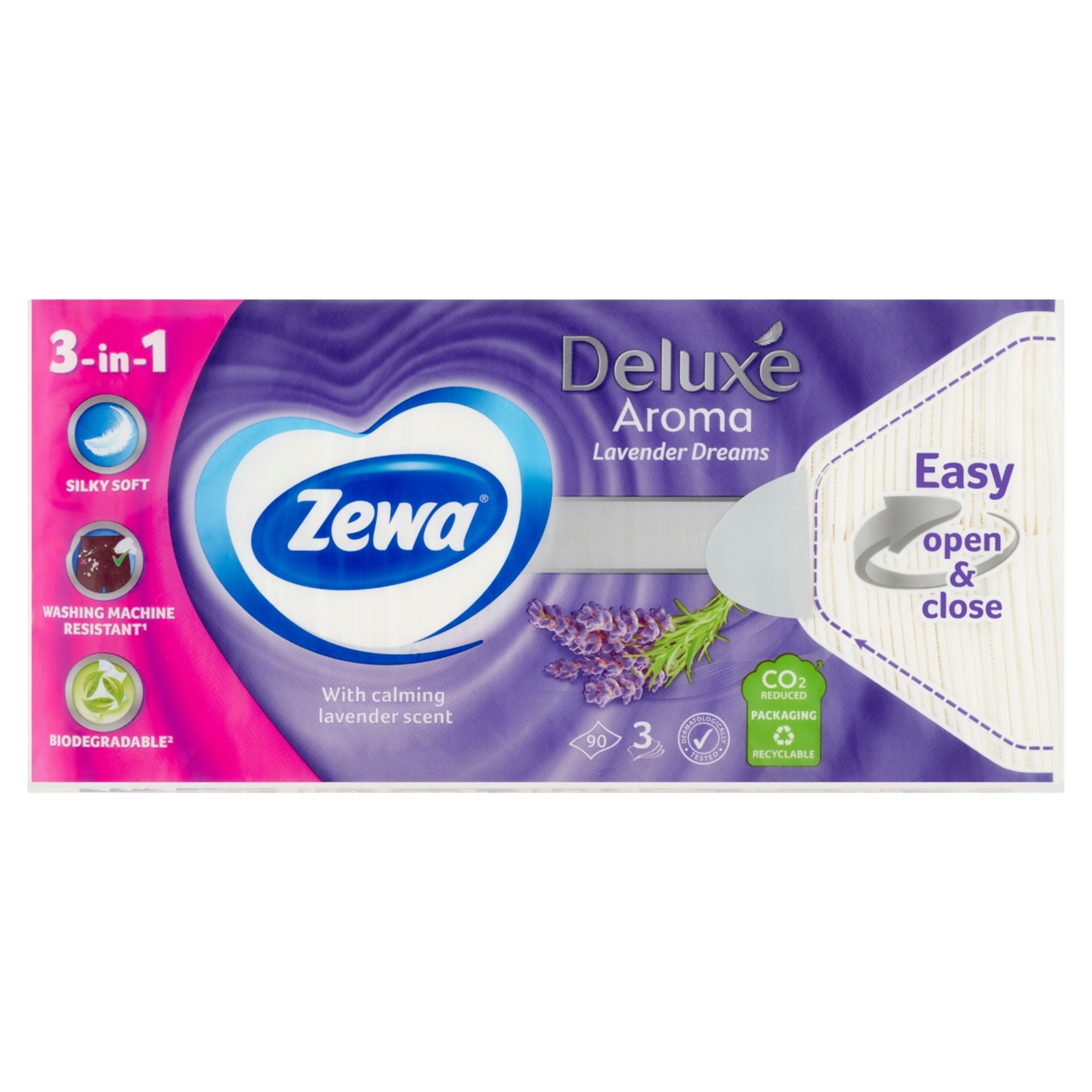Zewa Deluxe Lavender Dreams papír zsebkendő 3 rétegű - 90 db