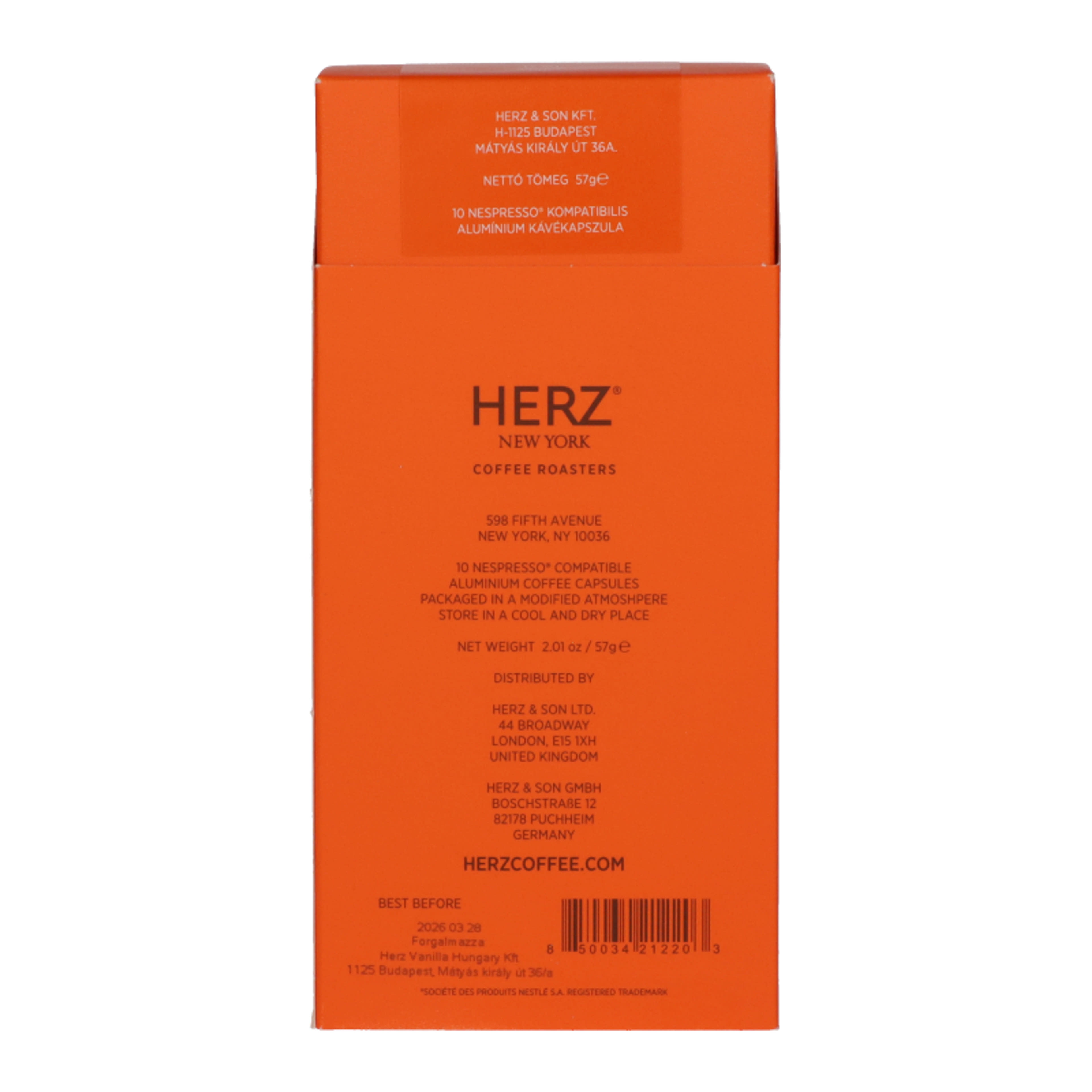 Herz New York Coffee Roasters Nespresso Taste Itkapszulás kávé - 10 db-3