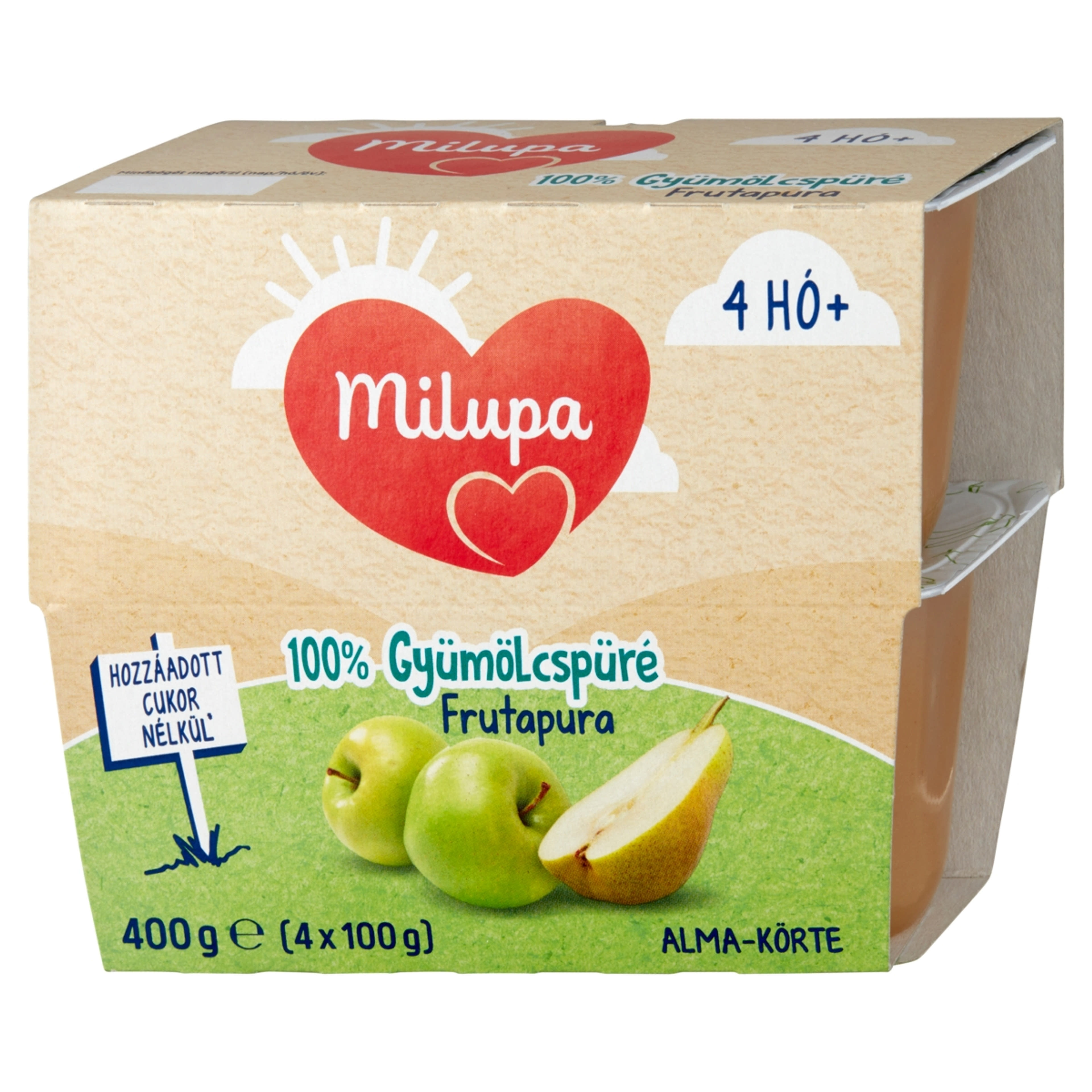Milupa Frutapura alma-körte gyümölcspüré 4 hónapos kortól 4 x 100 g - 400 g-3