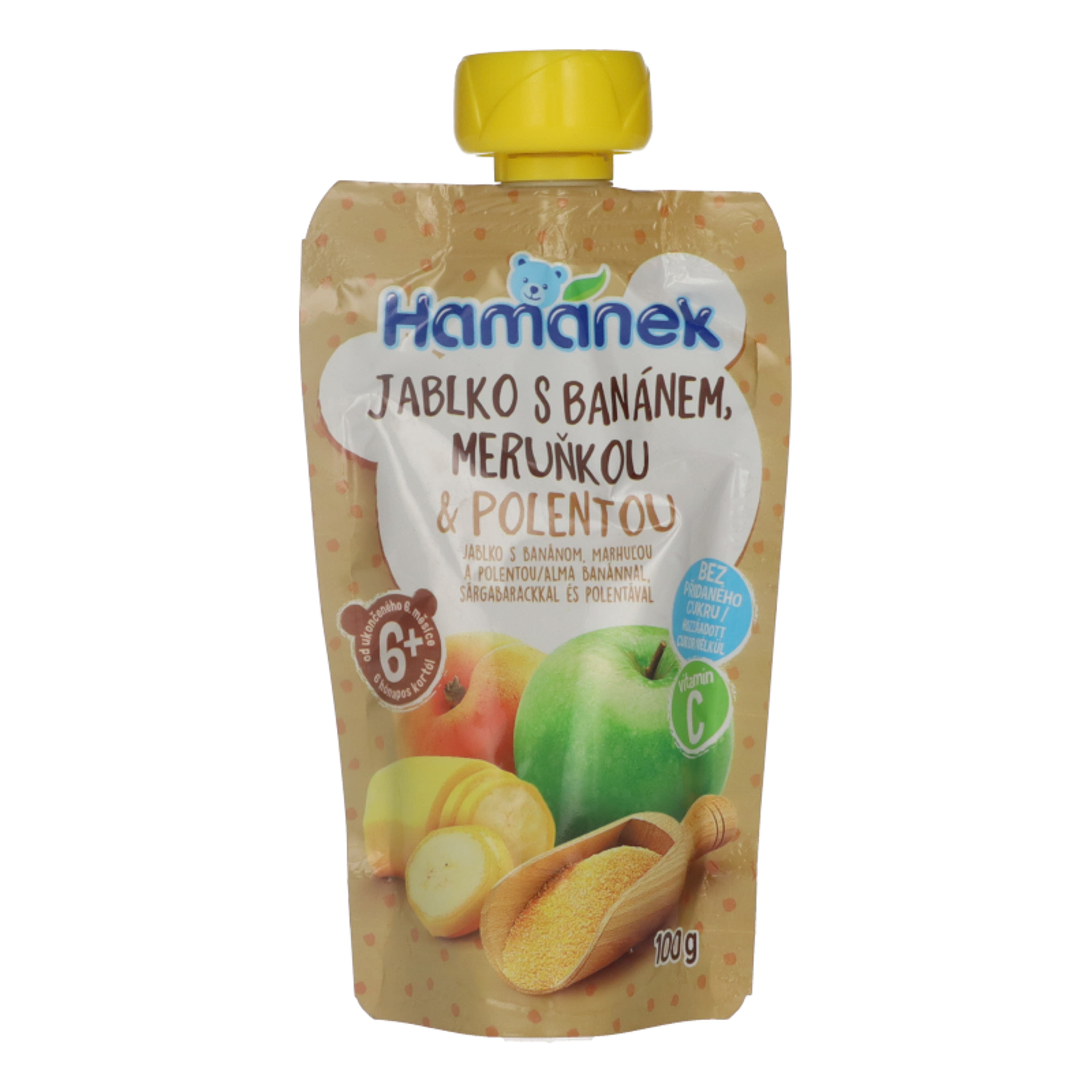 Hame alma-banán-sárgabarack gyümölcspüré polentával - 100 g-1