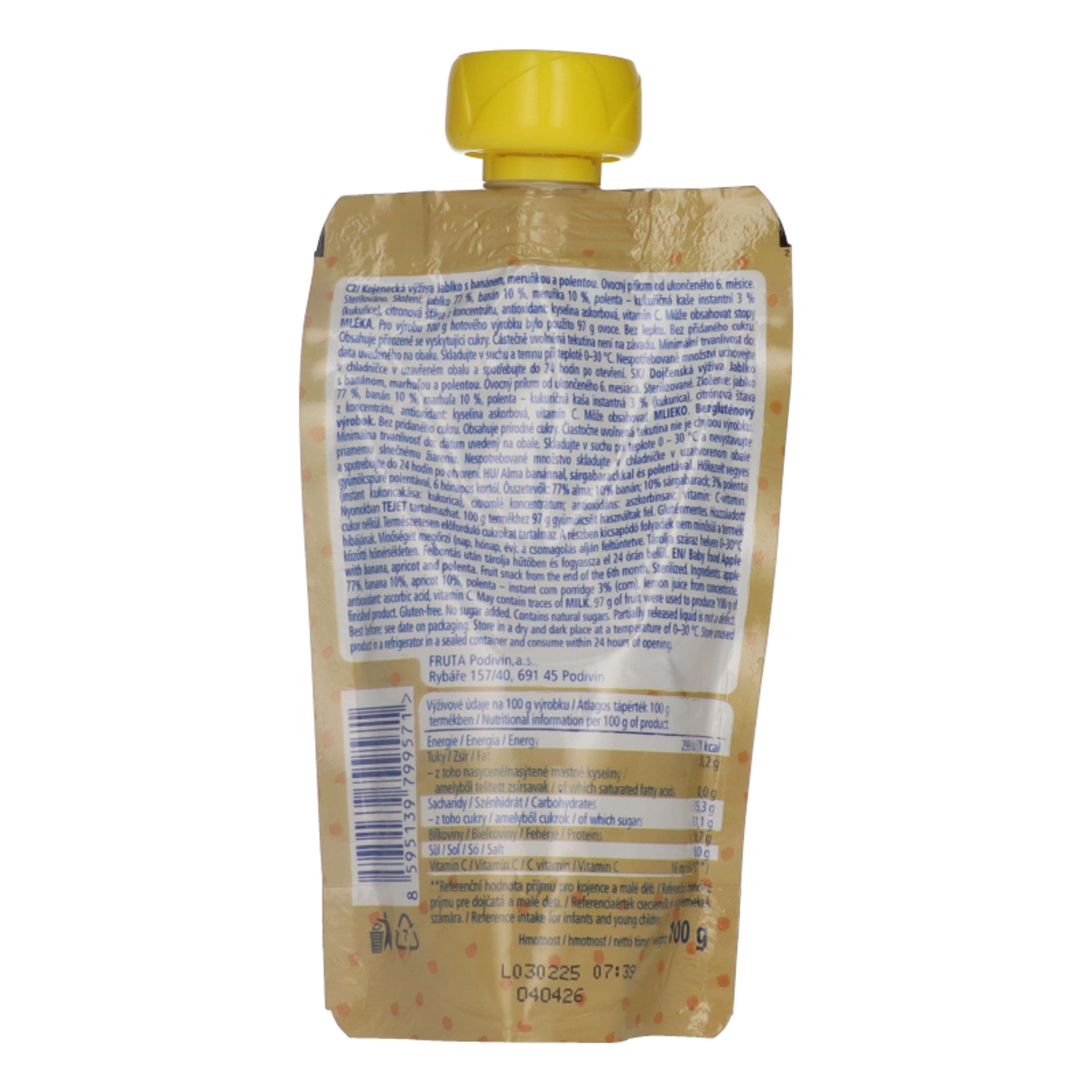 Hame alma-banán-sárgabarack gyümölcspüré polentával - 100 g-2
