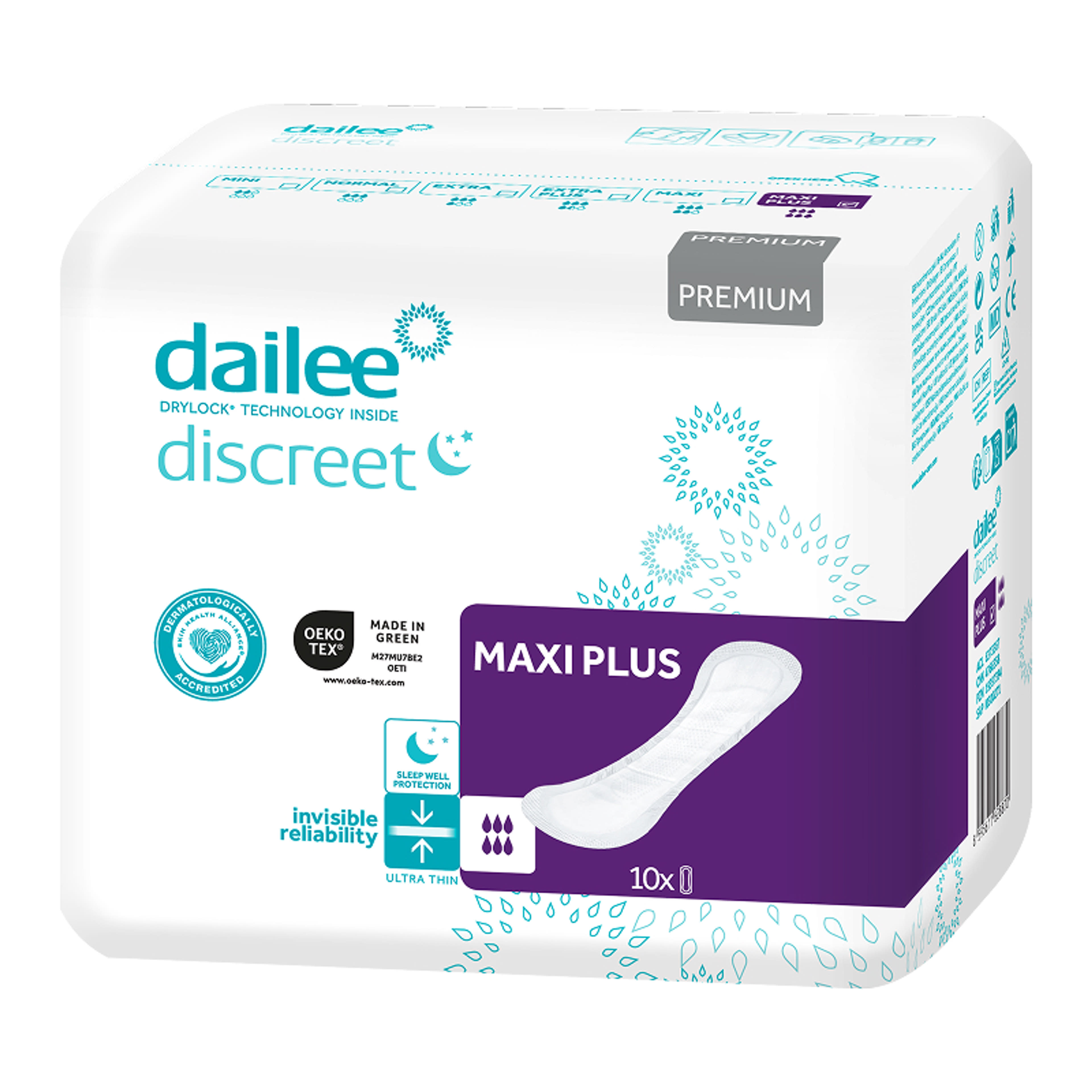 Dailee Discreet Premium Slim Maxi Plus inkontinencia betét  - 10 db