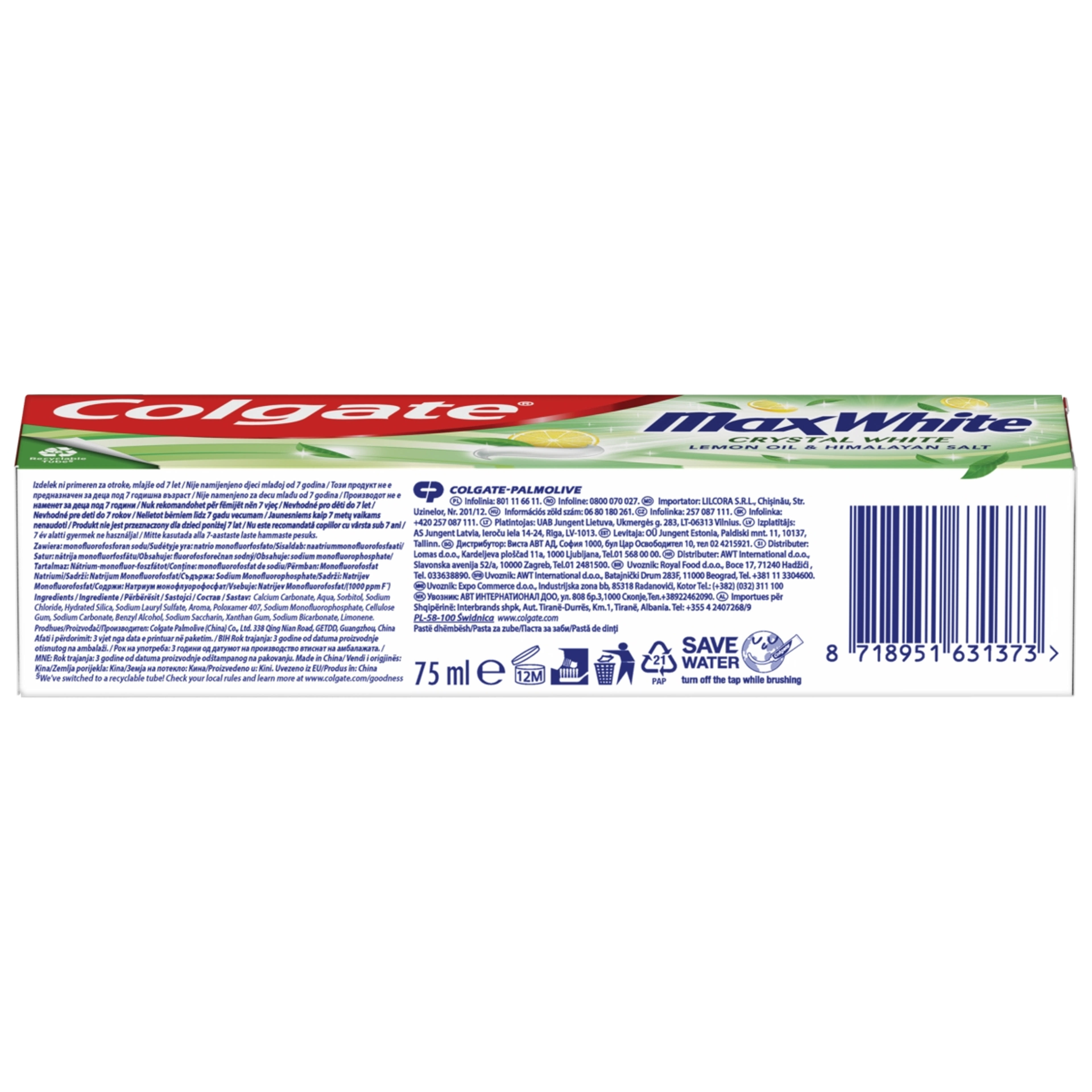 Colgate Max White Crystal White Himalayan Salt & Lemon Oil fogkrém-  75 ml-3