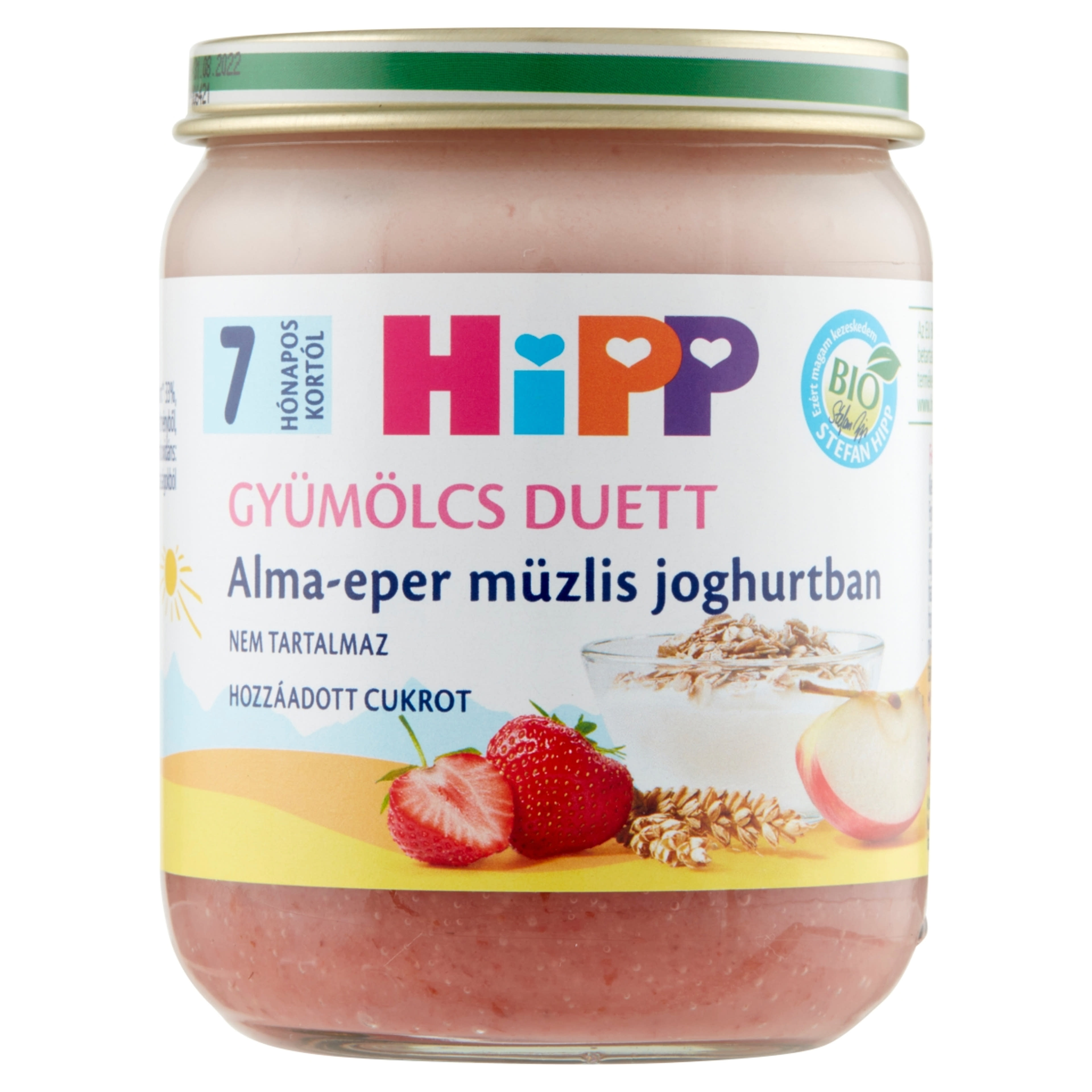 Hipp bio 7 hónapos kortól alma-eper-müzlis joghurtban - 160 g-1