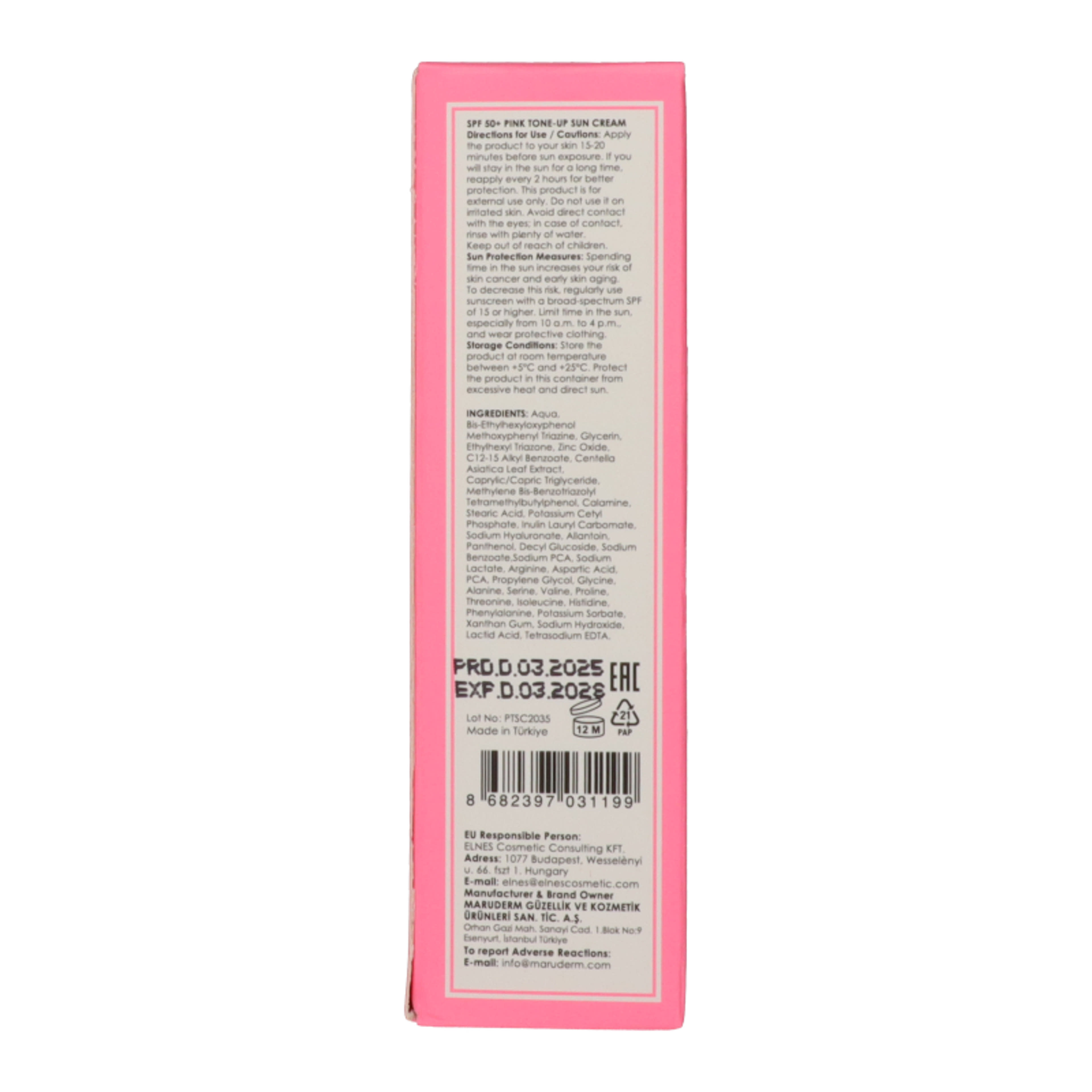 Maruderm Pink Tone Up fényvédő krém SPF50+ - 50 ml-3
