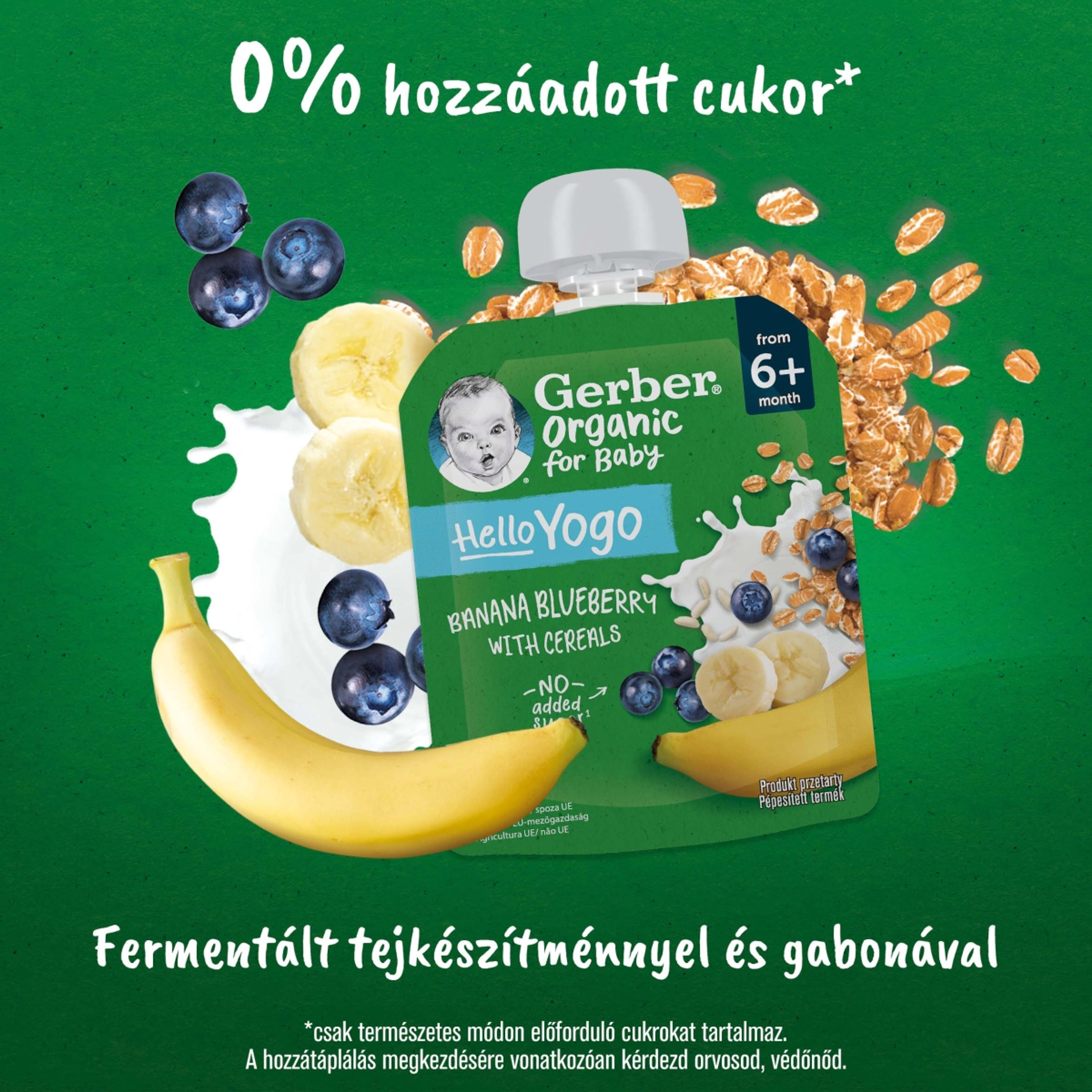 Gerber Organic for Baby Hello Yogo bio banán-áfonya gyümölcspüré gabonával 6 hónapos kortól - 80 g-3