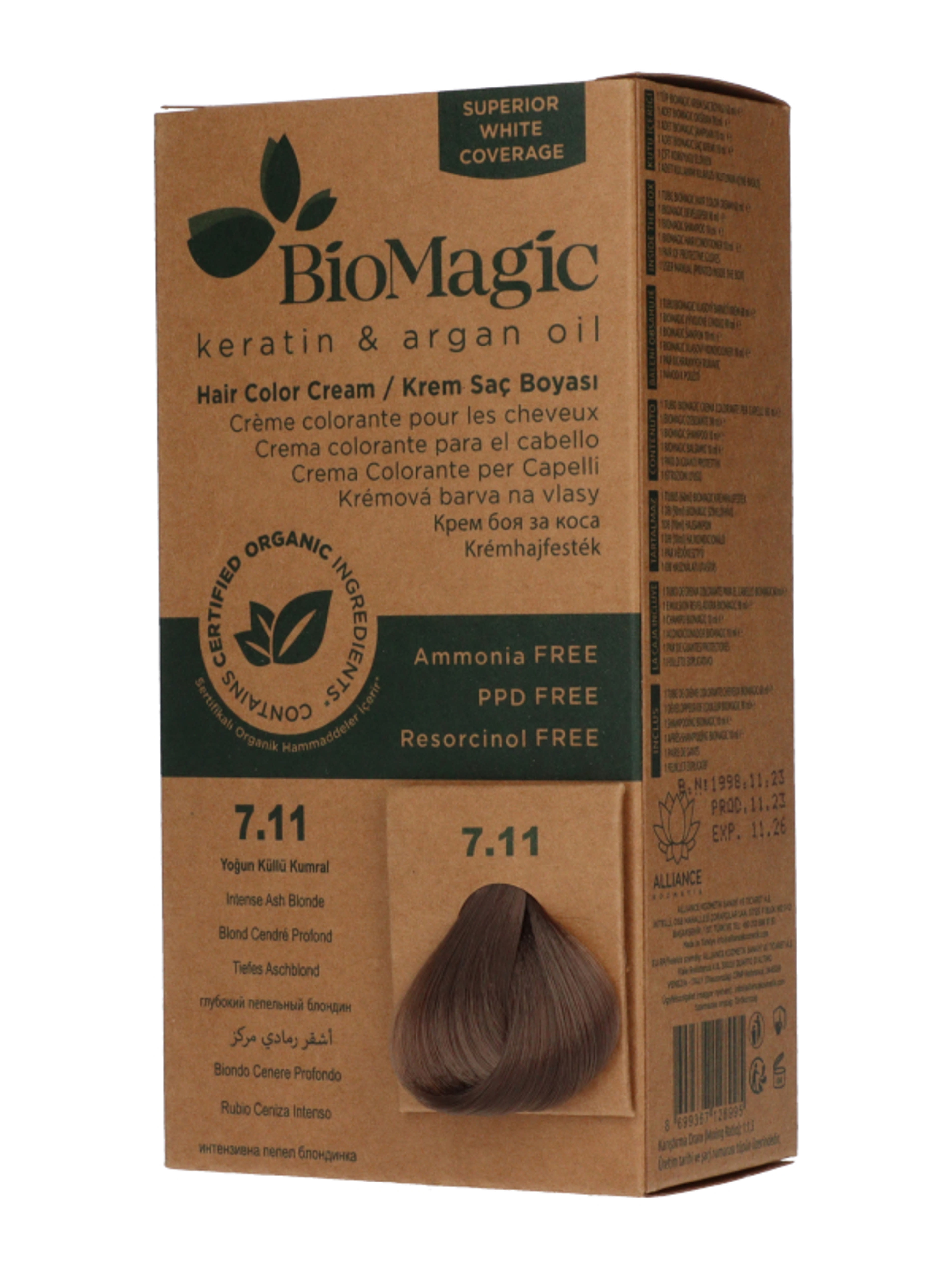 Biomagic krémhajfesték /7.11 intenzív hamvas szőke - 1 db-2