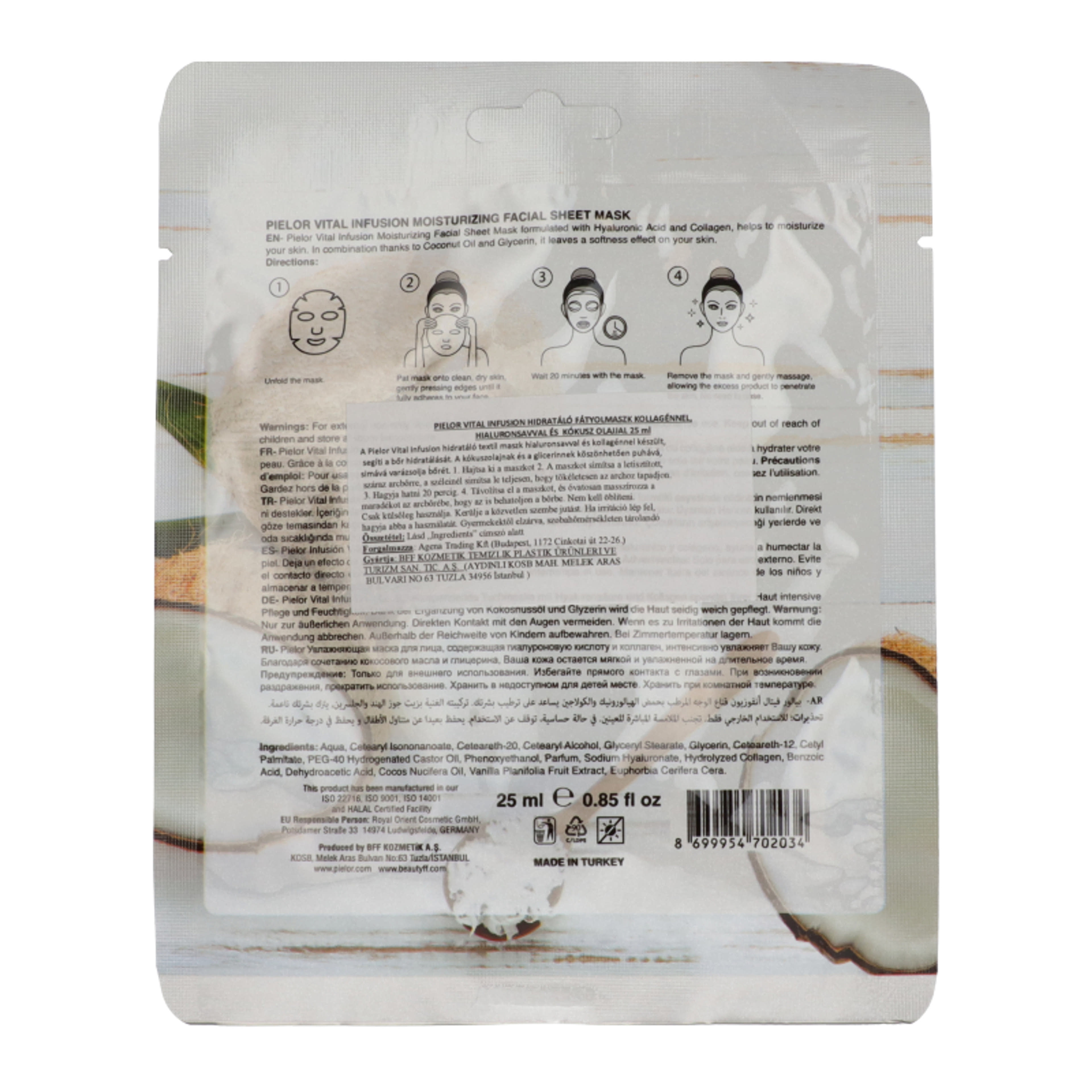 Pielor Vital Infusion hidratáló textil maszk kollagánnel és hialuronsavval - 1 db-2