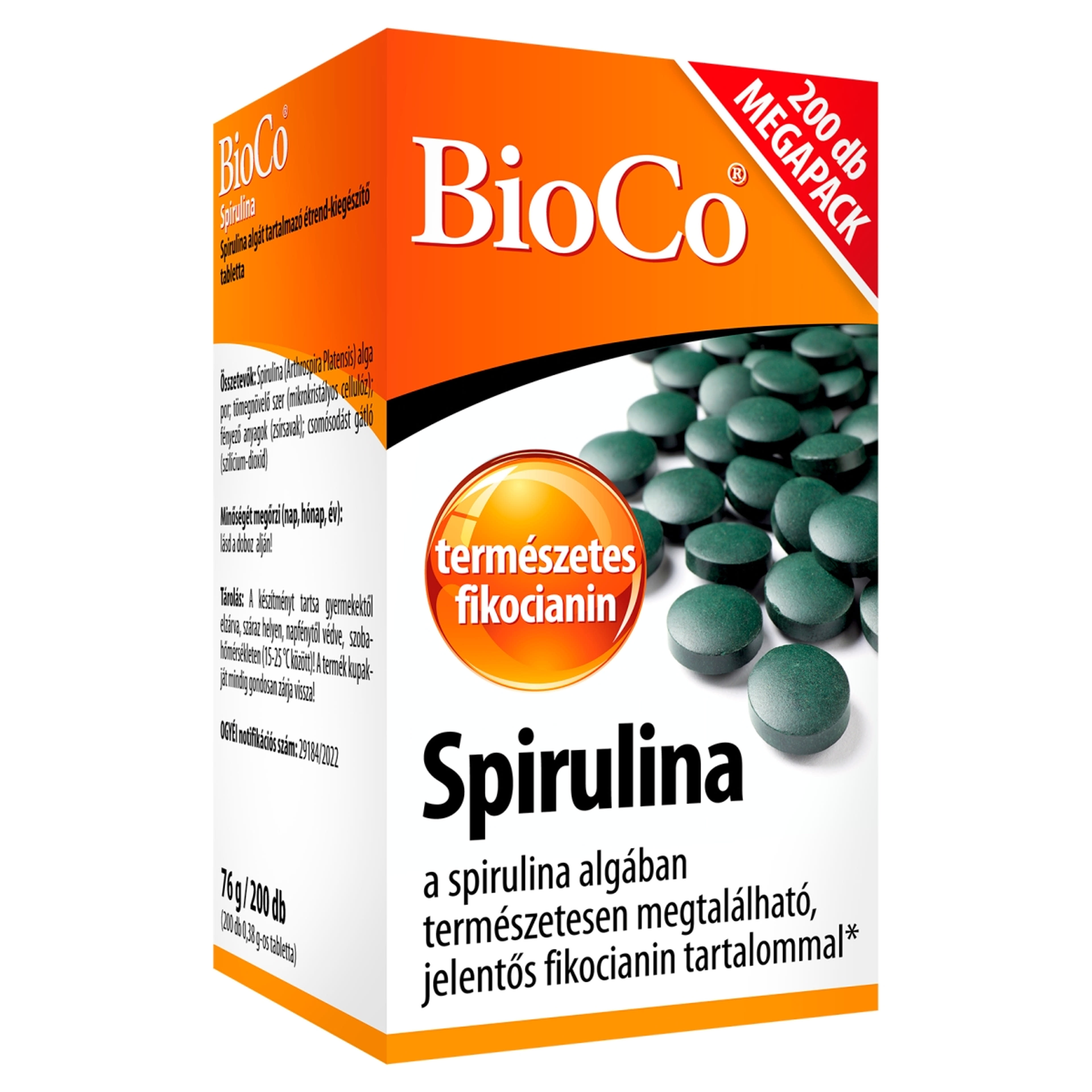 Bioco Spirulina Megapack étrendkiegészítő tabletta - 200 db-2