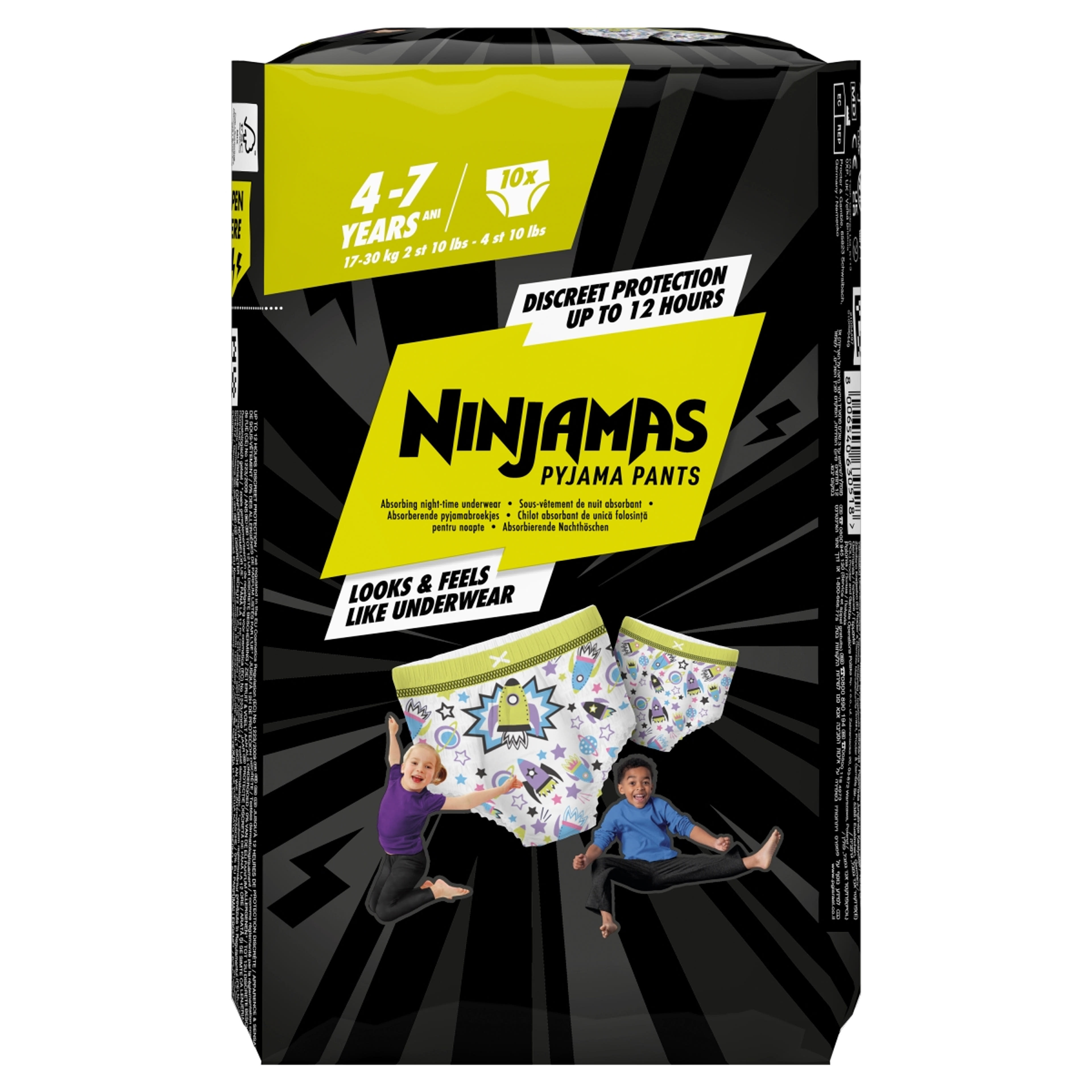 Ninjamas Pyjama Pants bugyipelenka 4-7 év 17-30 kg /űrhajós- 10 db