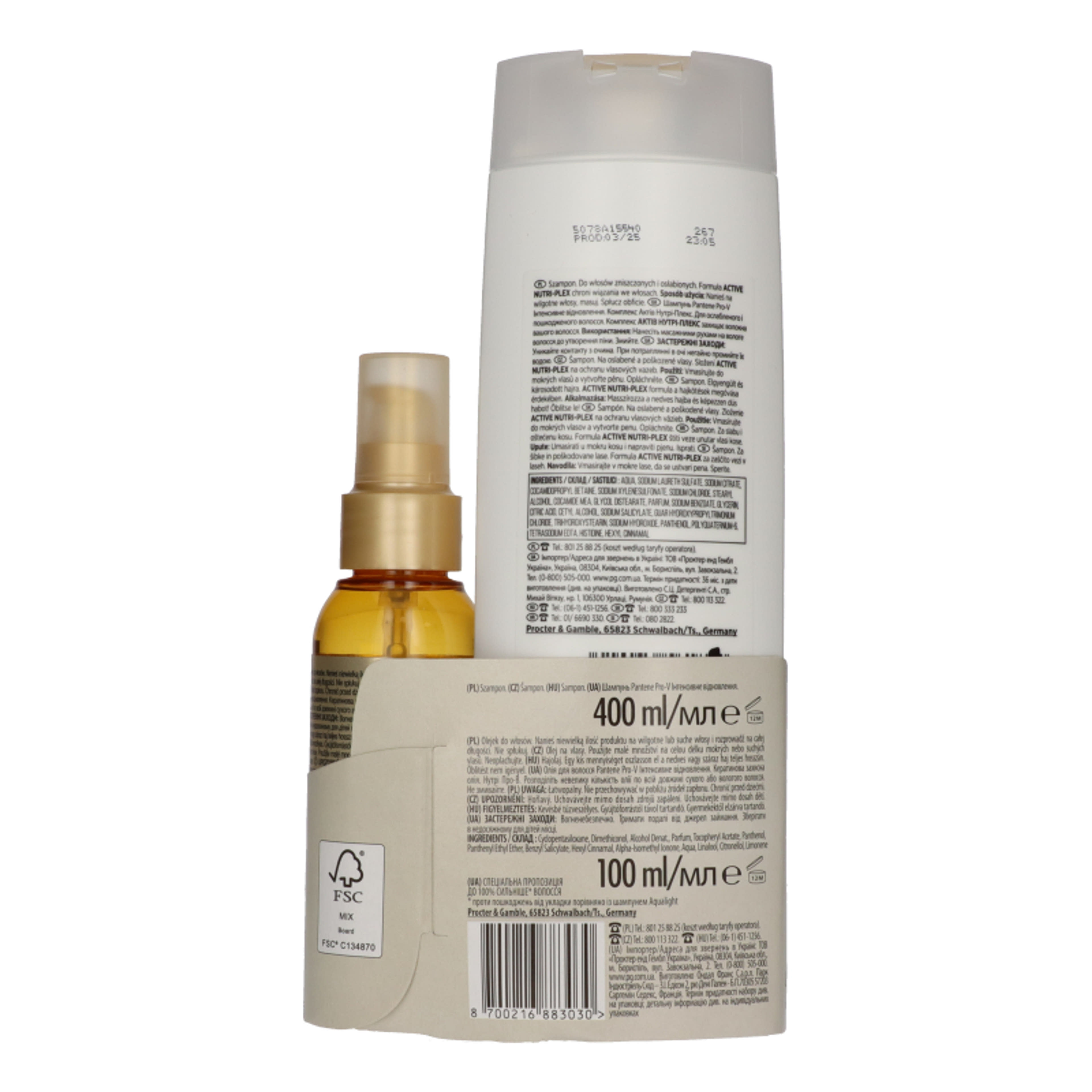 Pantene Intensive Repair sampon 400 ml és Intensive Repair Keratin Protect hajápoló olaj 100 ml - 1 db-3