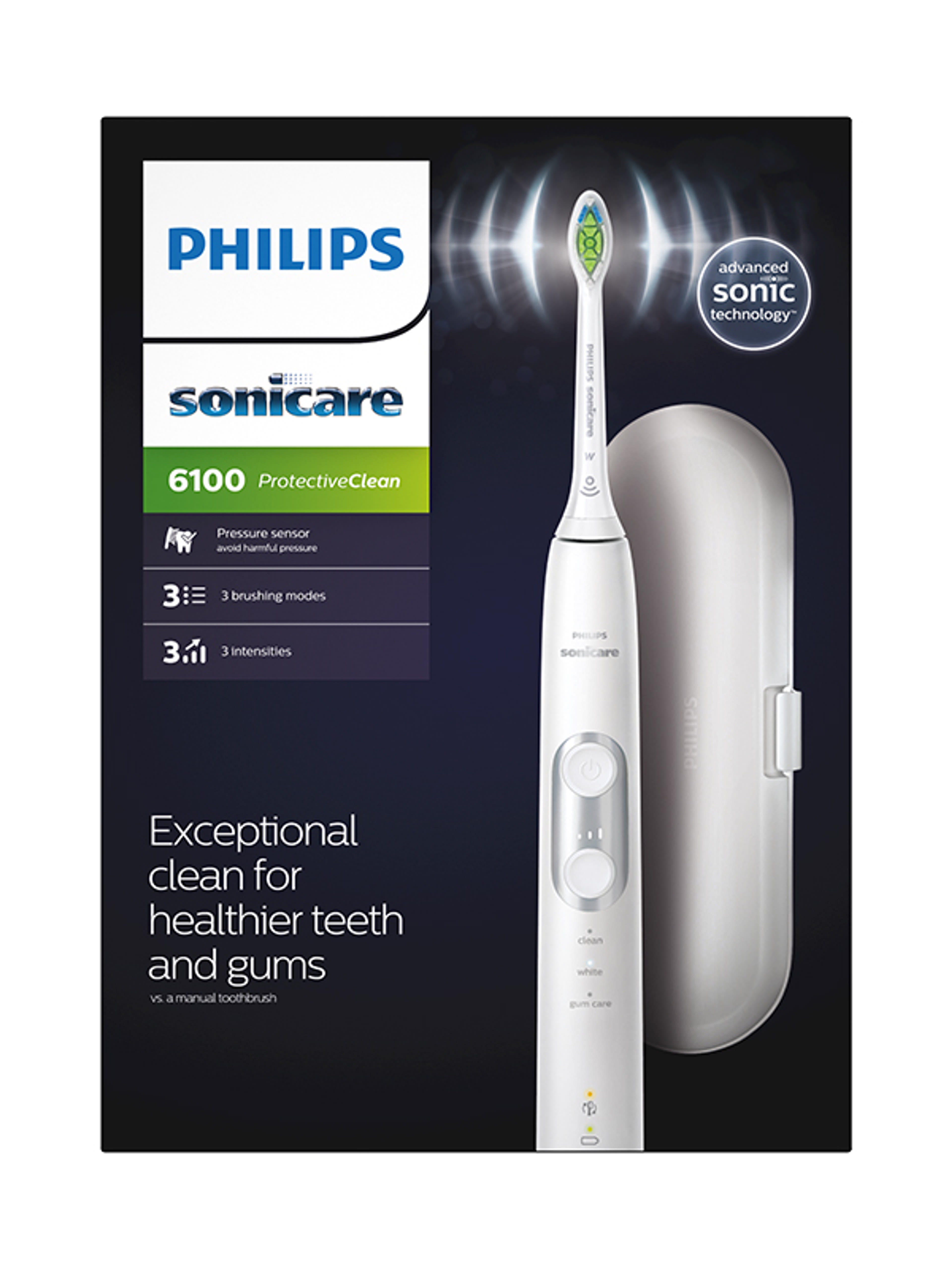 Philips Sonicare ProtectiveClean Series 6100 HX6877/28 szónikus elektromos fogkefe, fehér - 1 db