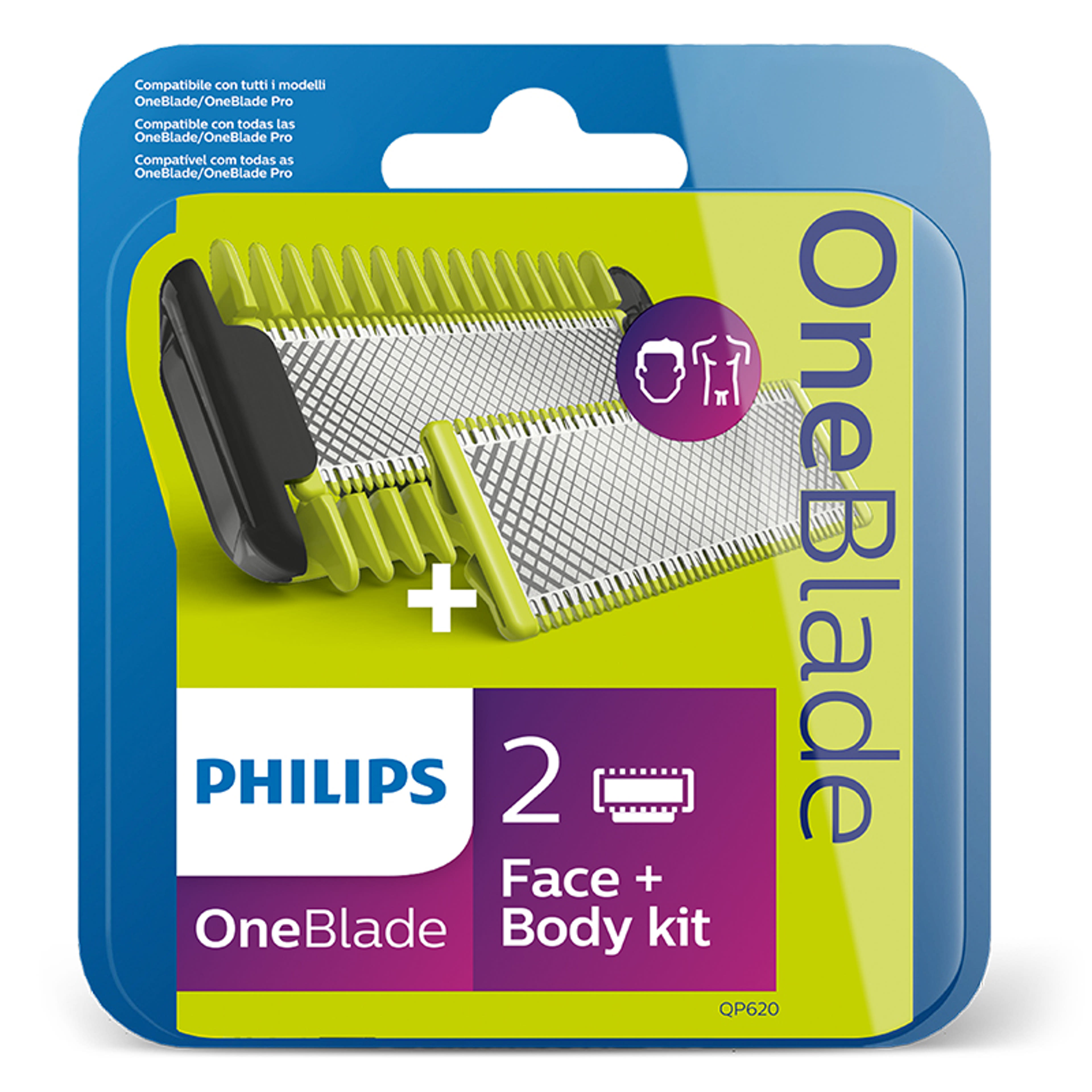 Philips OneBlade face+body QP620/50 cserepenge szett - 2 db