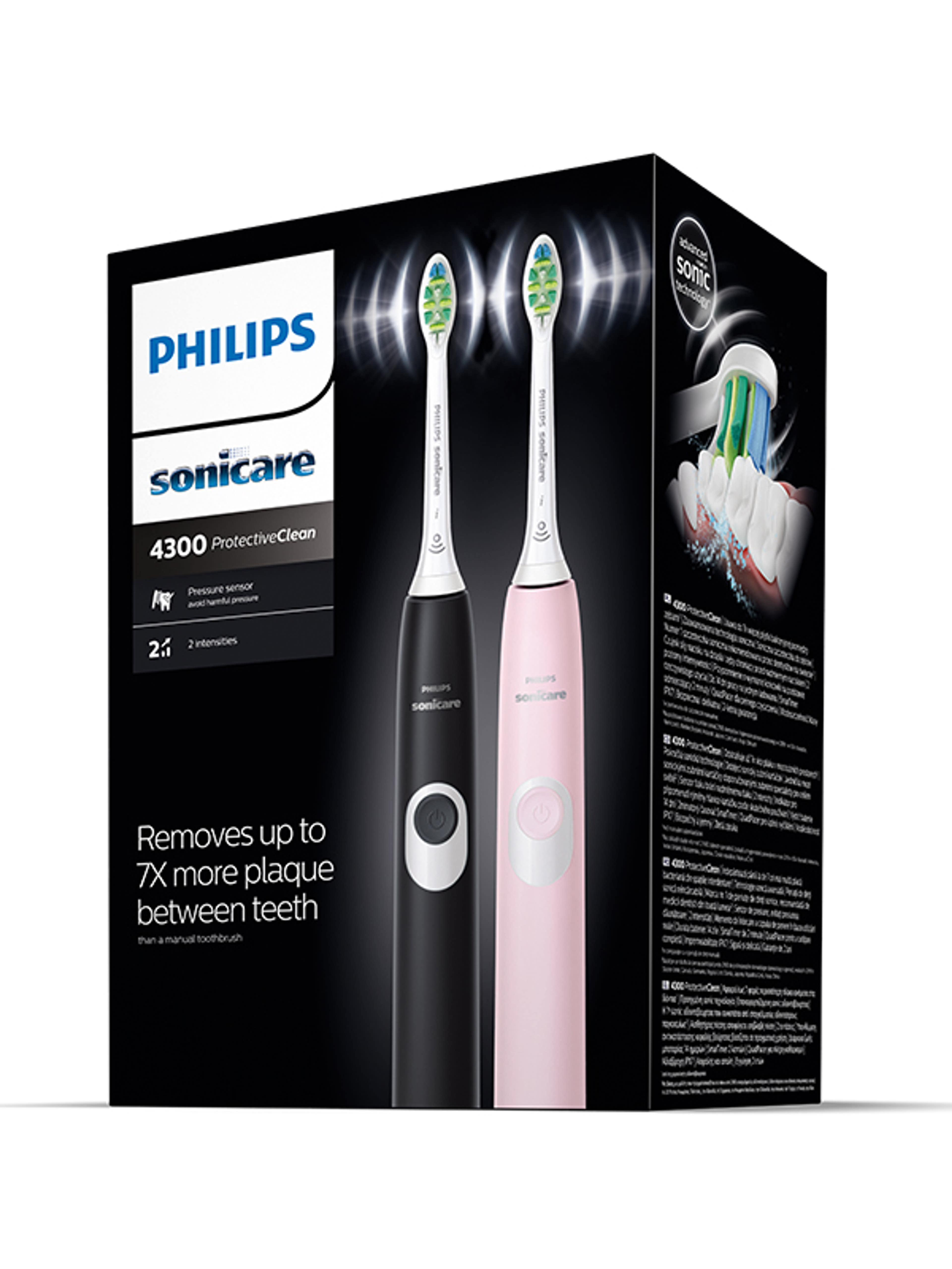 Philips Sonicare ProtectiveClean 4300  elektromos fogkefe, rózsaszín és fekete - 2 db-2