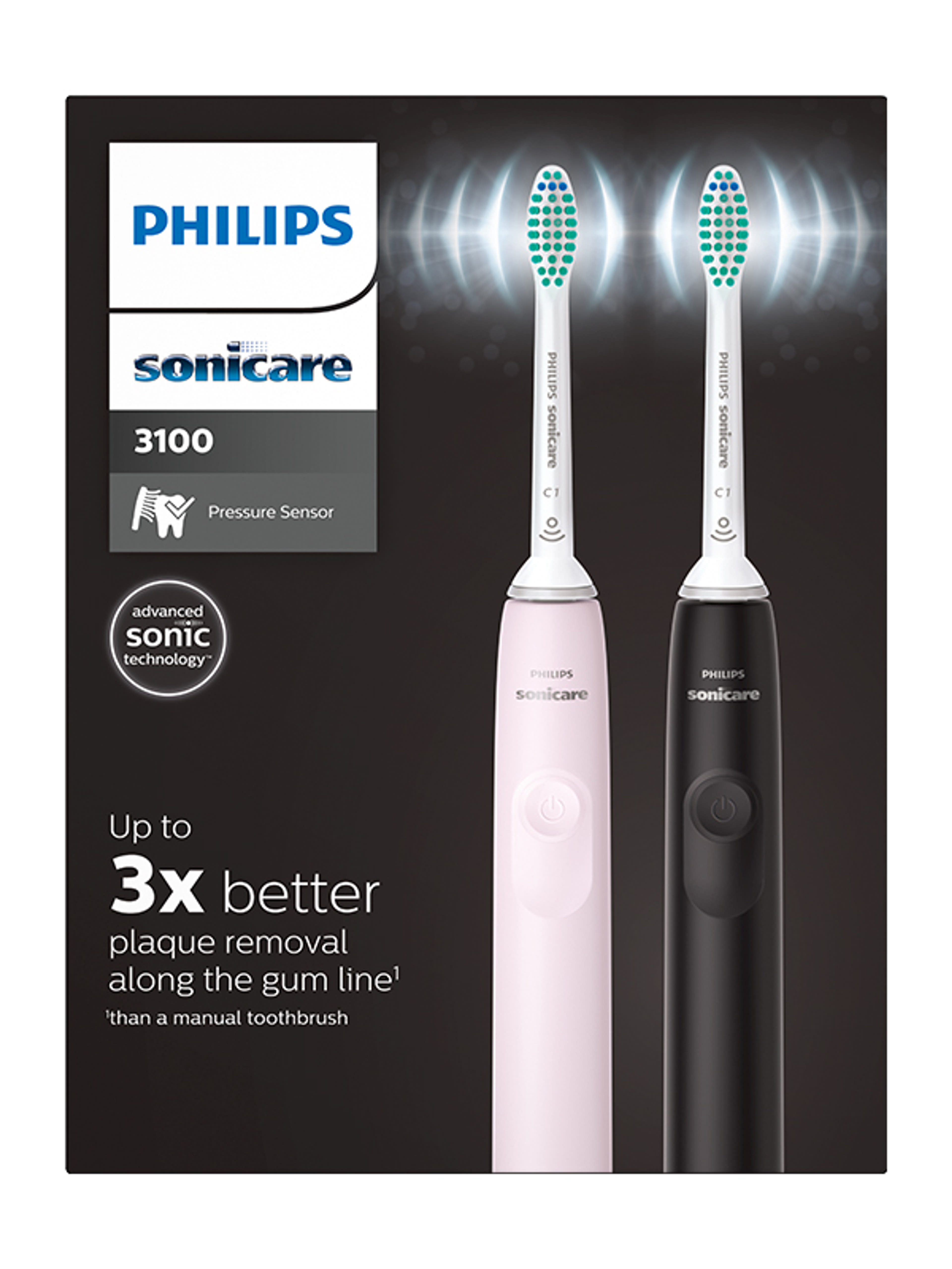 Philips Sonicare 3100 elektromos fogkefe, rózsaszín és fekete - 2 db-1