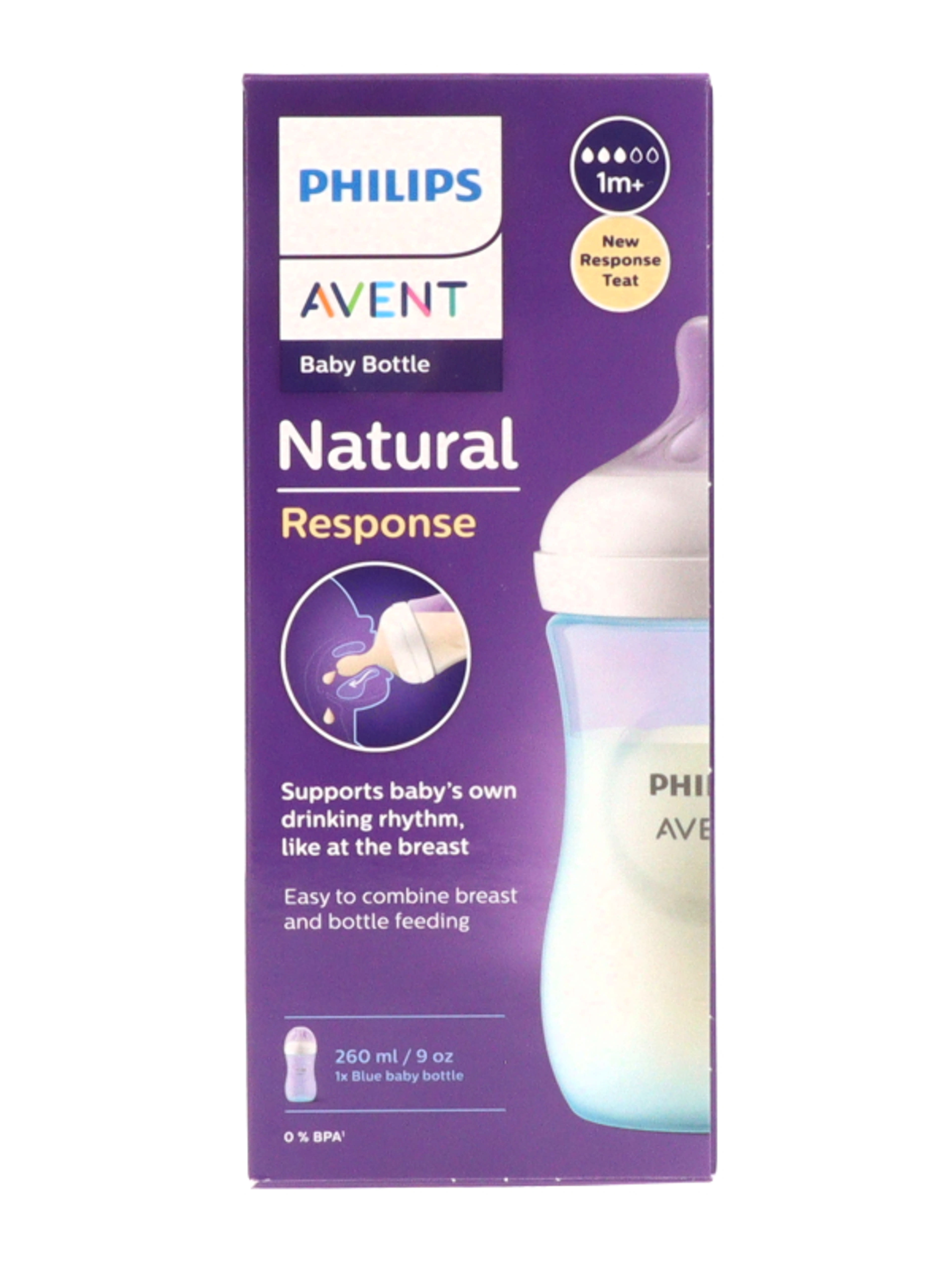 Philips Avent Natural Response cumisüveg 1 hónapos kortól 260 ml kék - 1 db