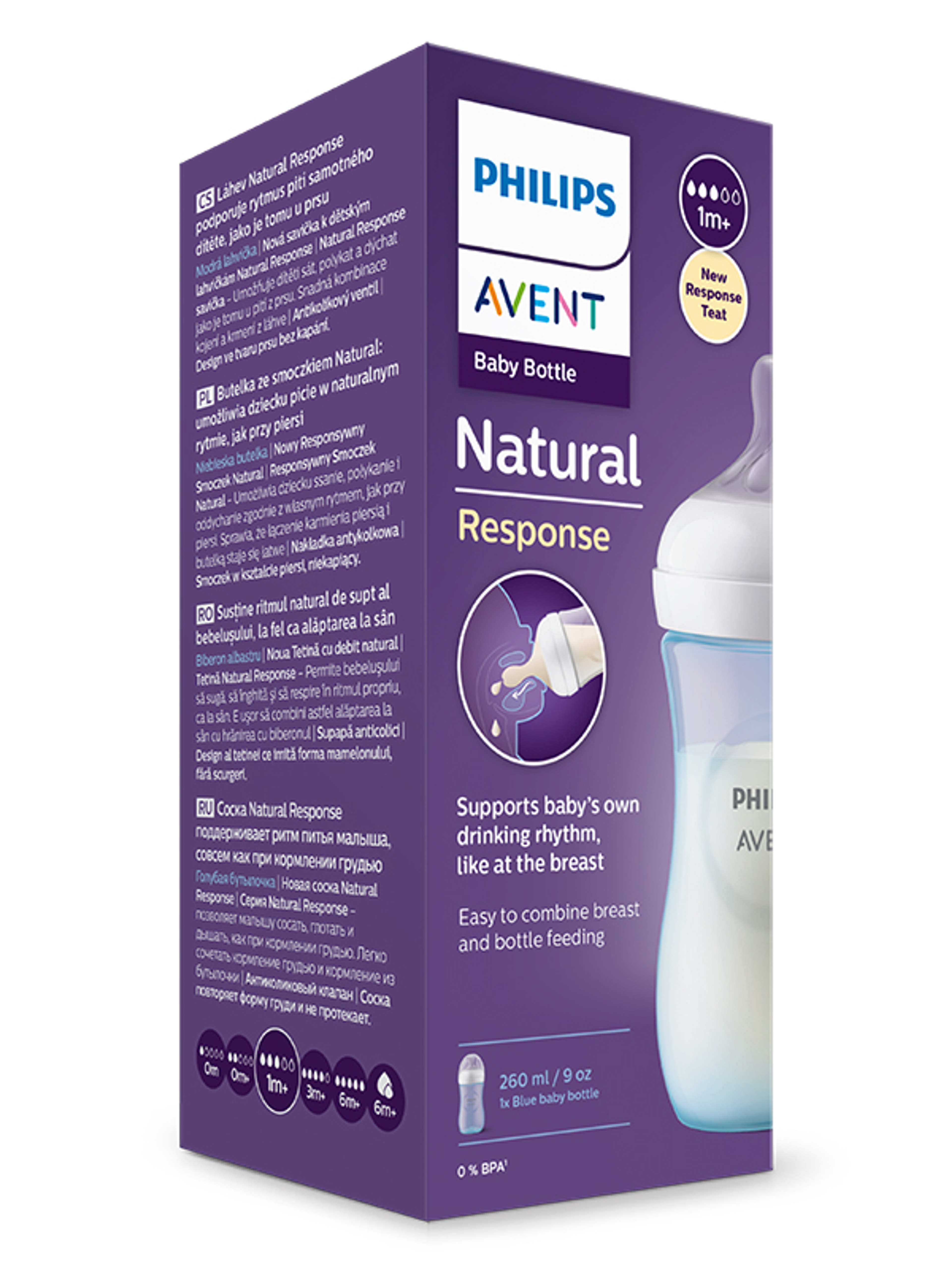 Philips Avent Natural Response cumisüveg 1 hónapos kortól 260 ml kék - 1 db-3