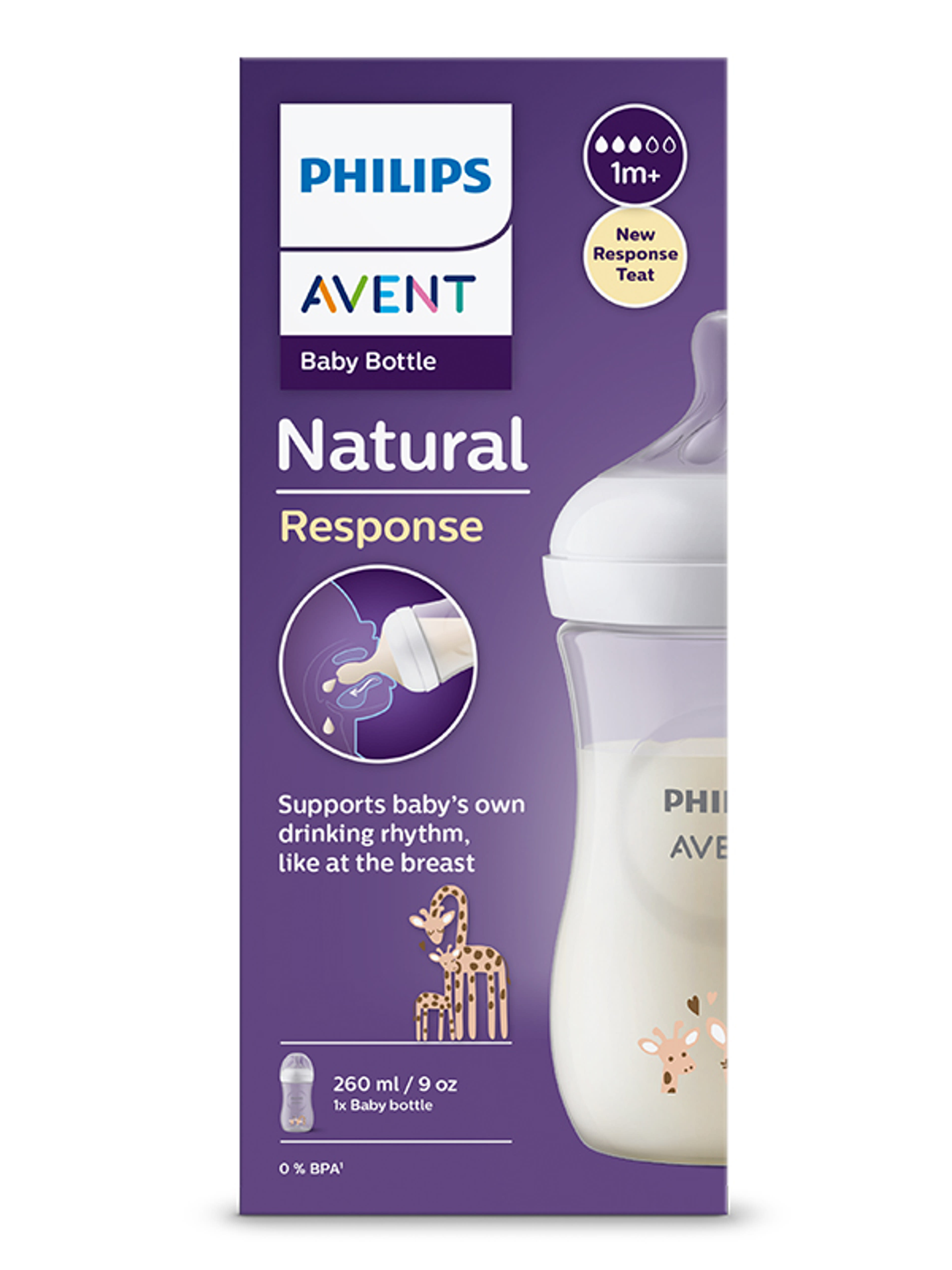 Philips Avent Natural Response cumisüveg 3 hónapos kortól 260 ml - 1 db