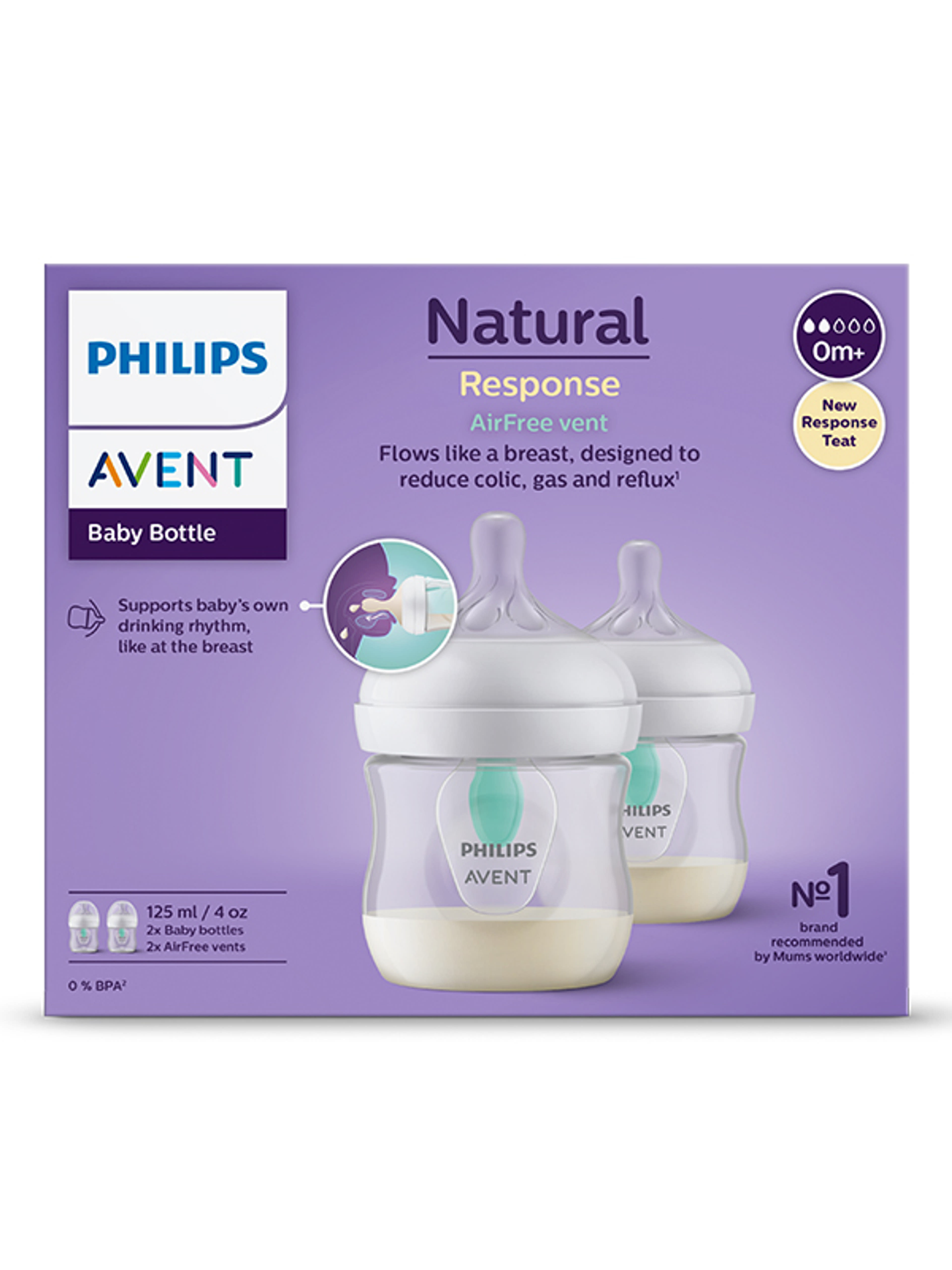 Philips Avent Natural Response AirFree cumisüveg újszülött kortól 125 ml - 2 db