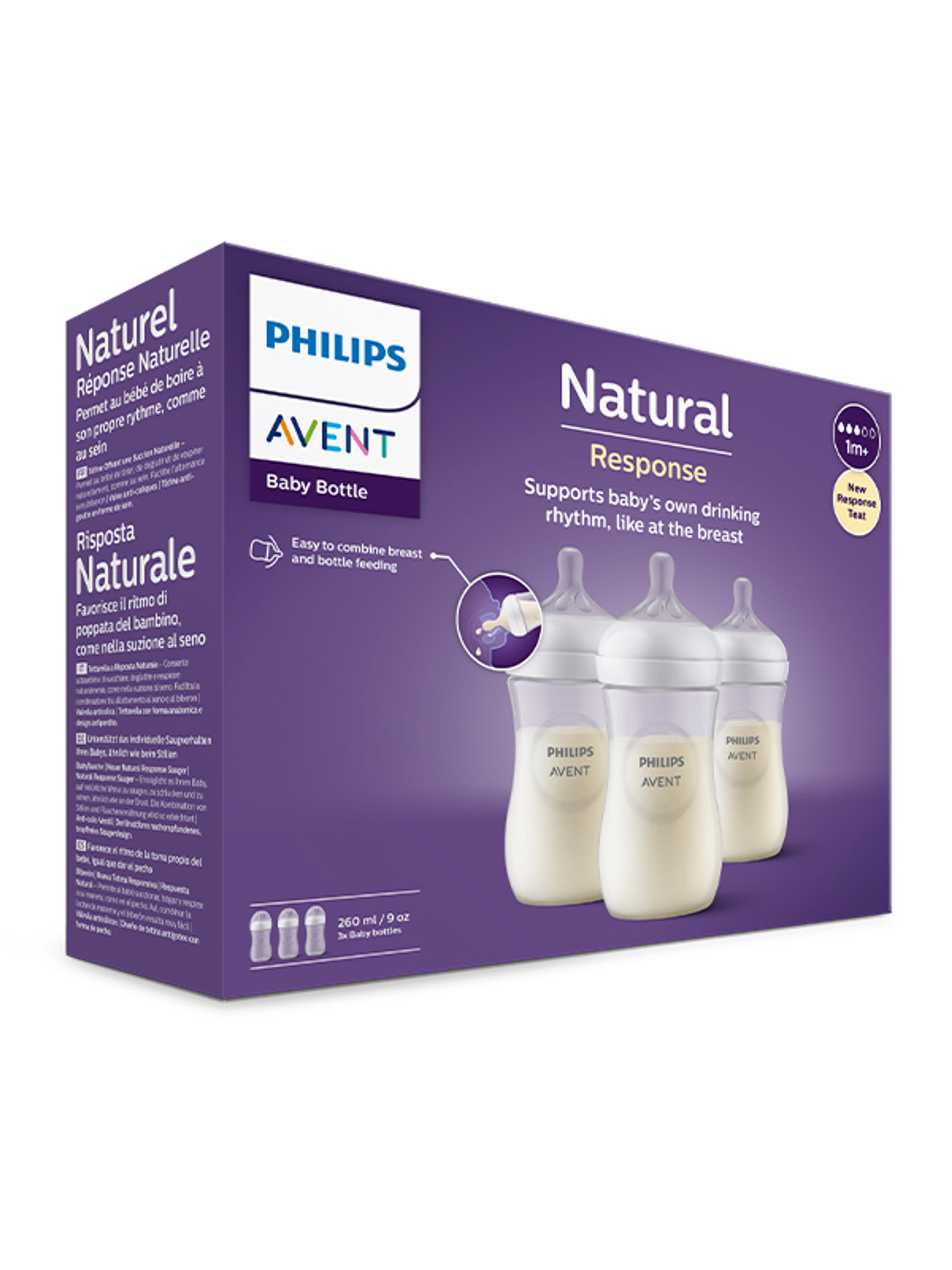 Philips Avent Natural Response cumisüveg 1 hónapos kortól 260 ml - 3 db-3