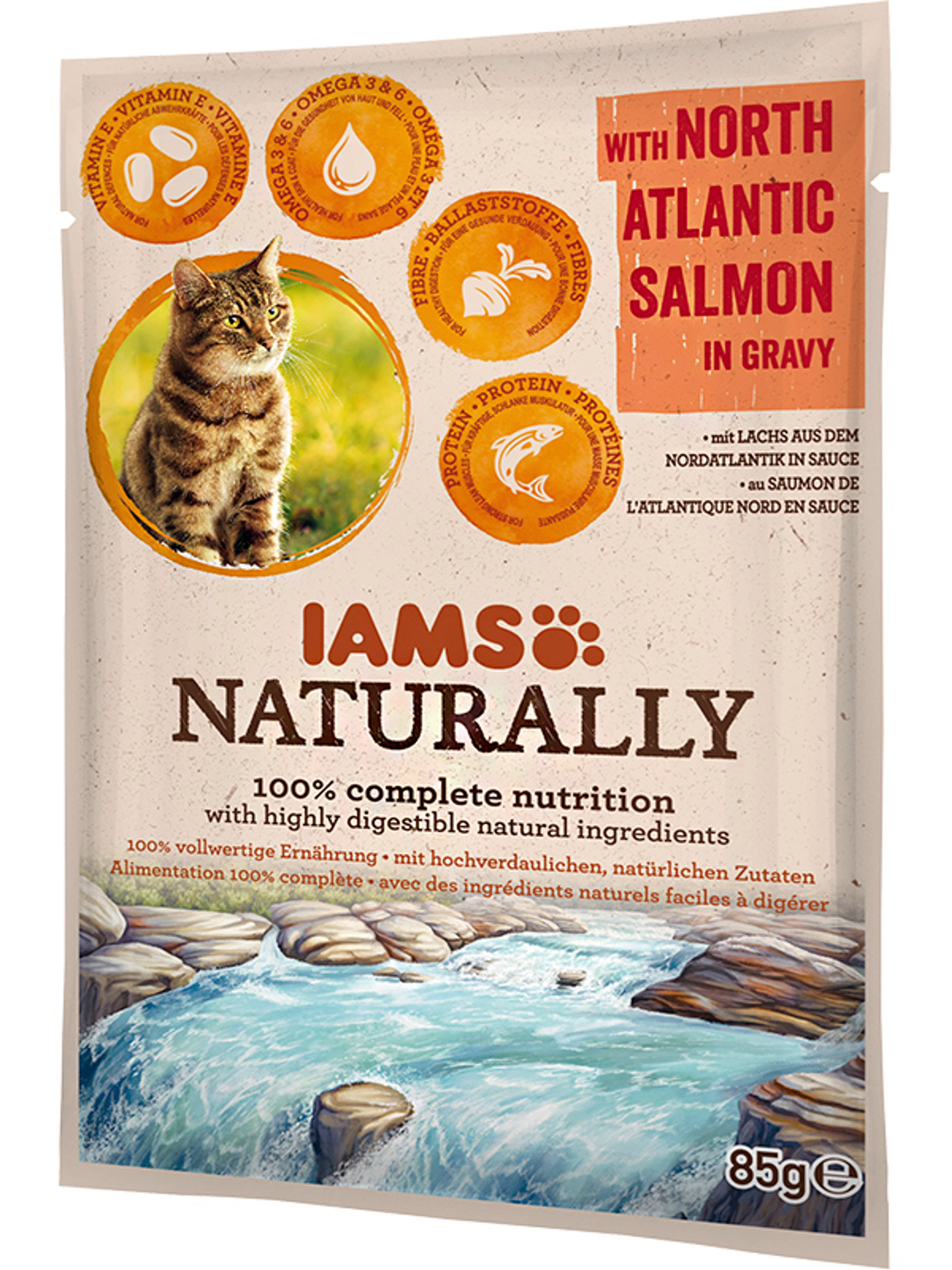 IAMS Naturally alutasak macskáknak, lazaccal - 85 g-2