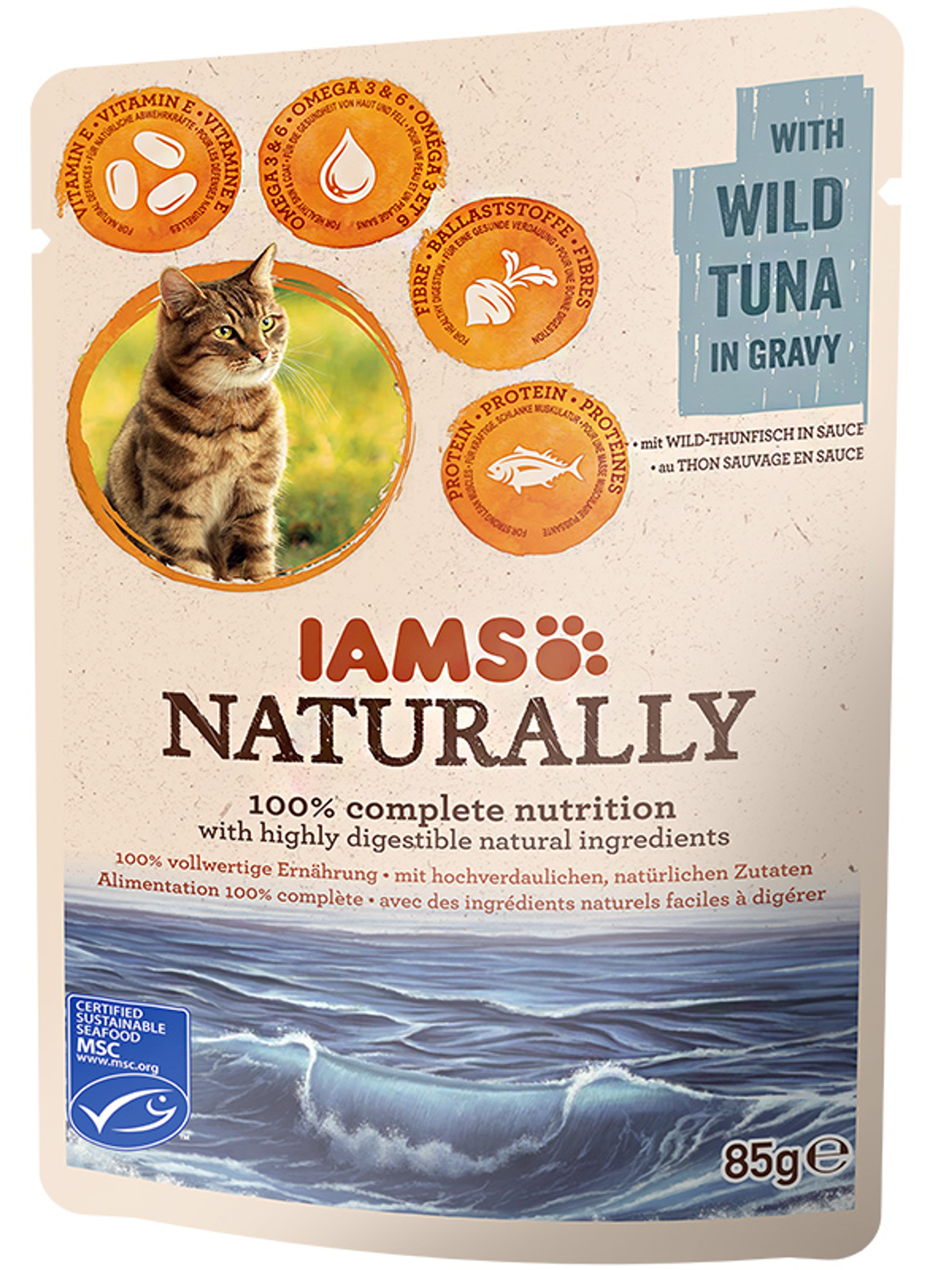IAMS Naturally alutasak macskáknak, tonhallal - 85 g-2