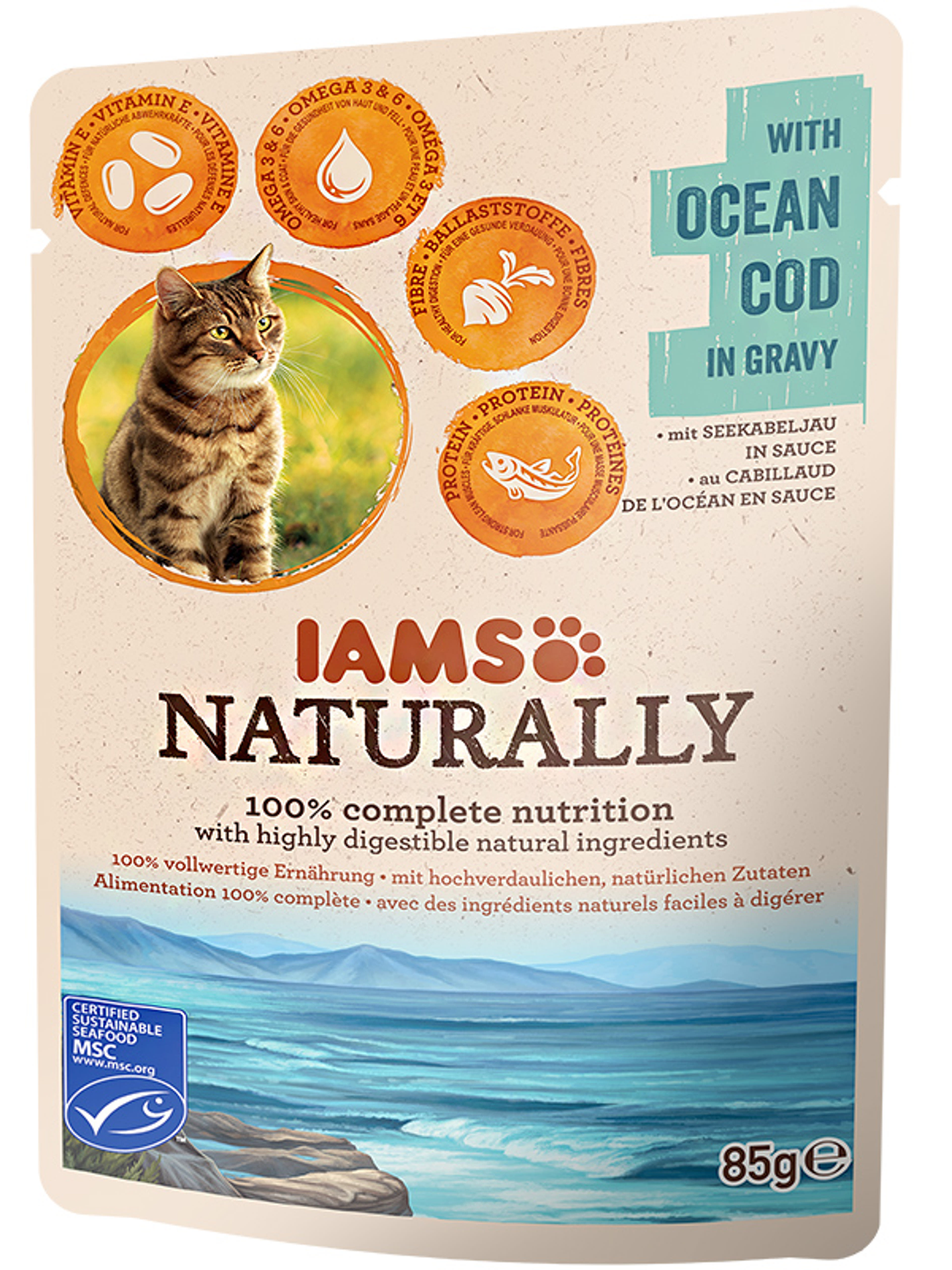 IAMS Naturally alutasak macskáknak, tőkehallal - 85 g-2