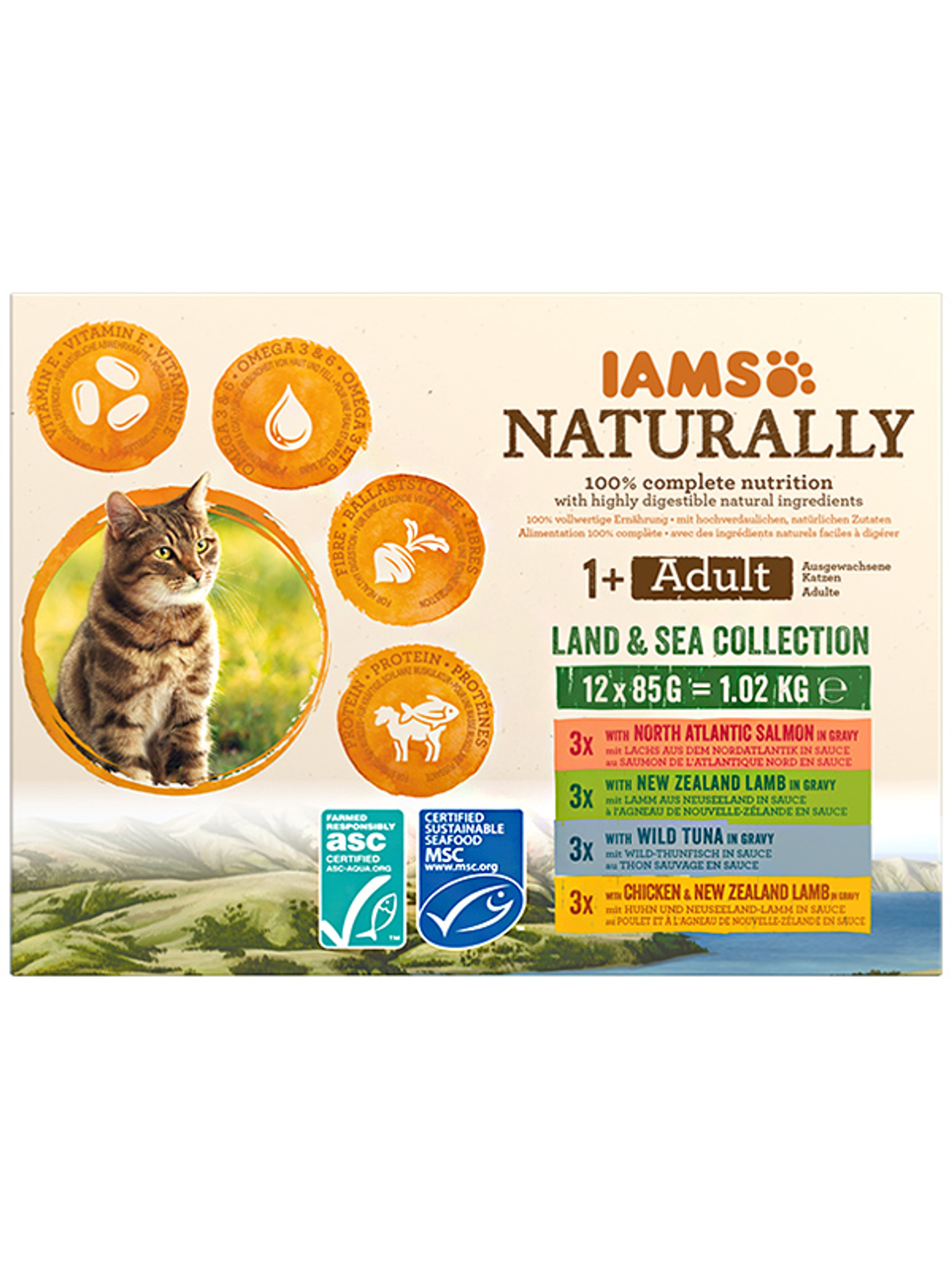 IAMS Naturally alutasak macskáknak, szószban (12x85 g) - 1020 g