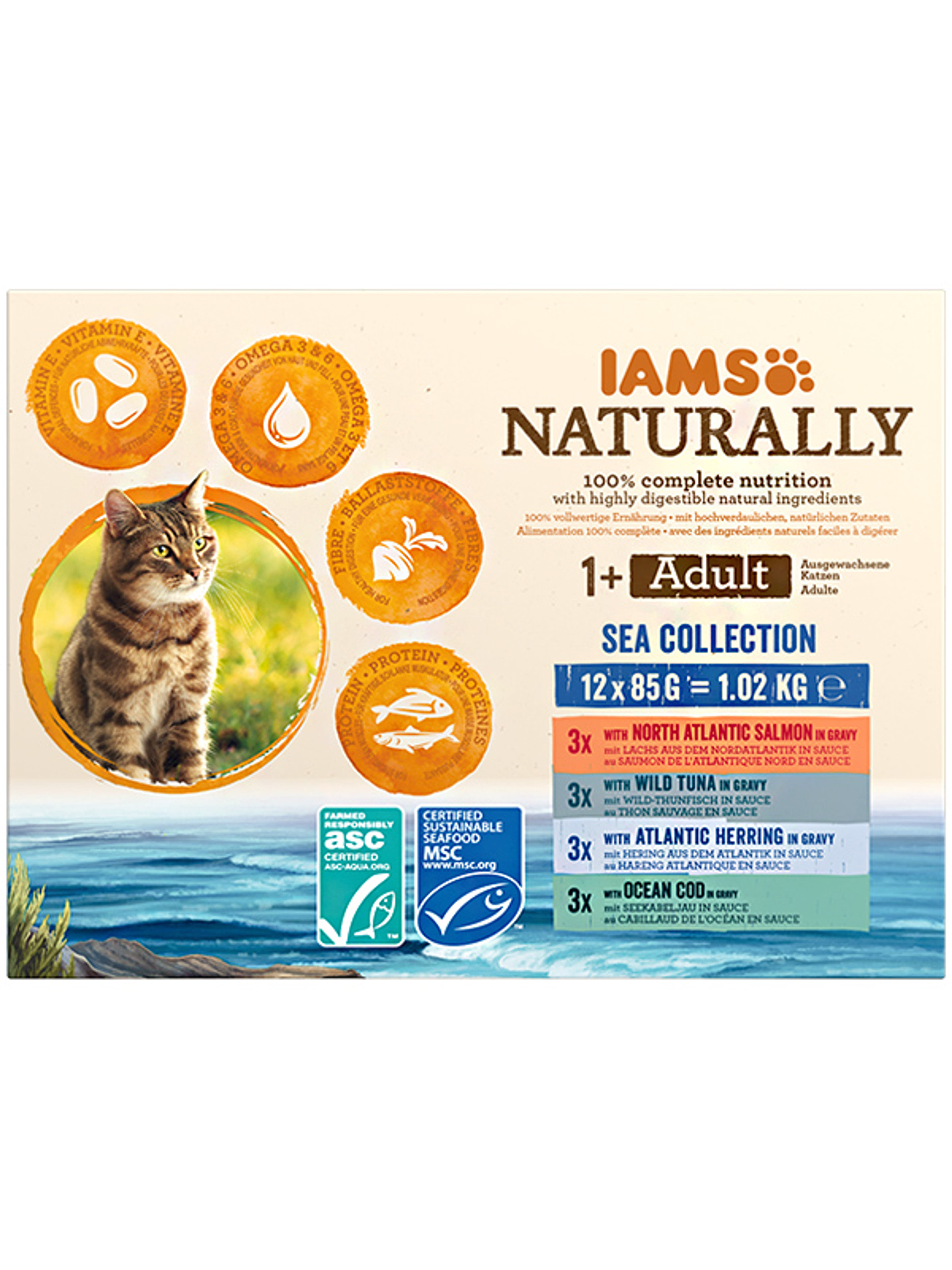IAMS Naturally alutasak macskáknak, tengeri hal 12x85g - 1020 g-1